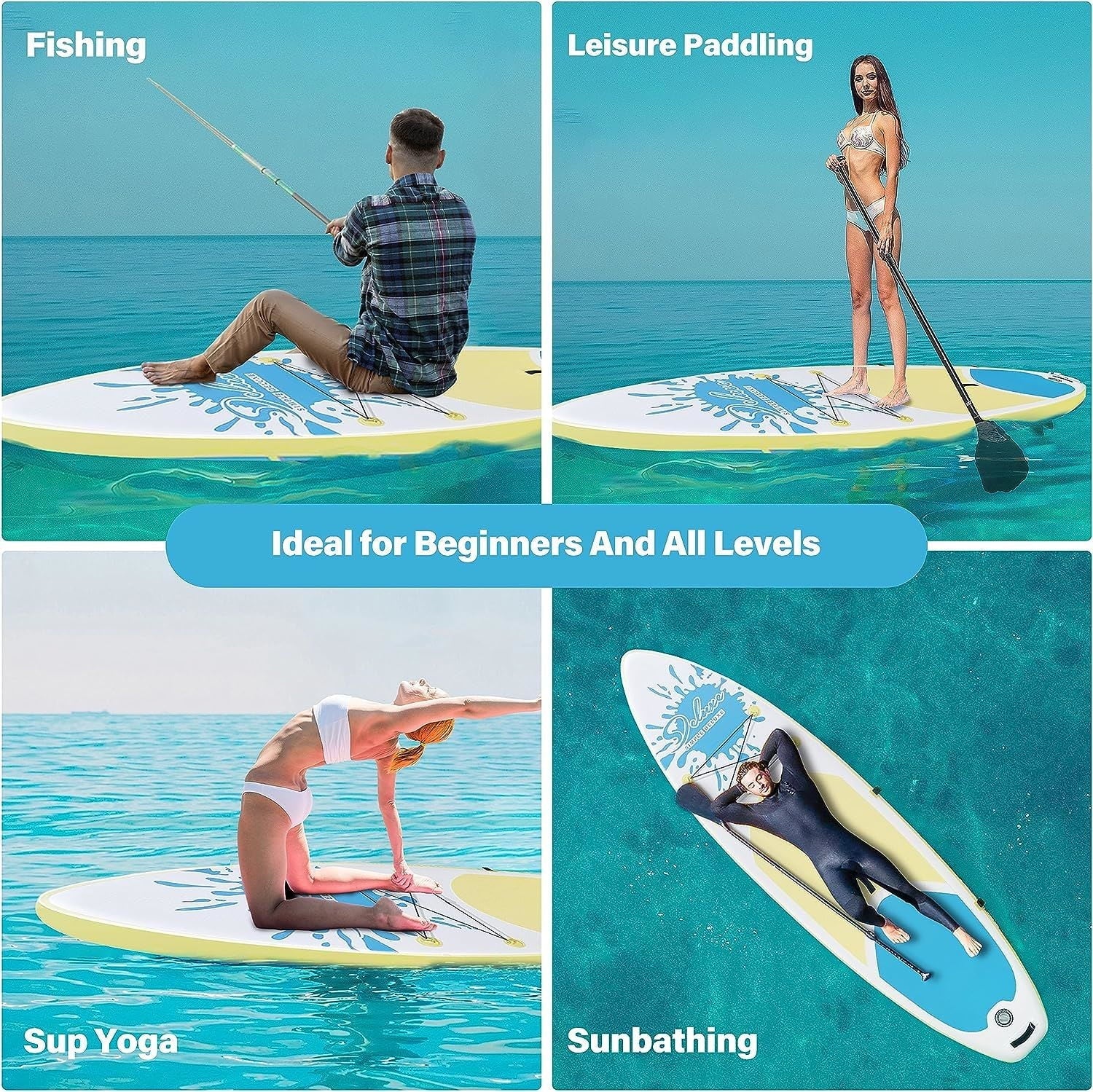 Deluxe Pink Inflatable Stand Up Paddle Board - 1 paddle board kit - 27.55 - Disprotective ultimate balance and stability on the water!