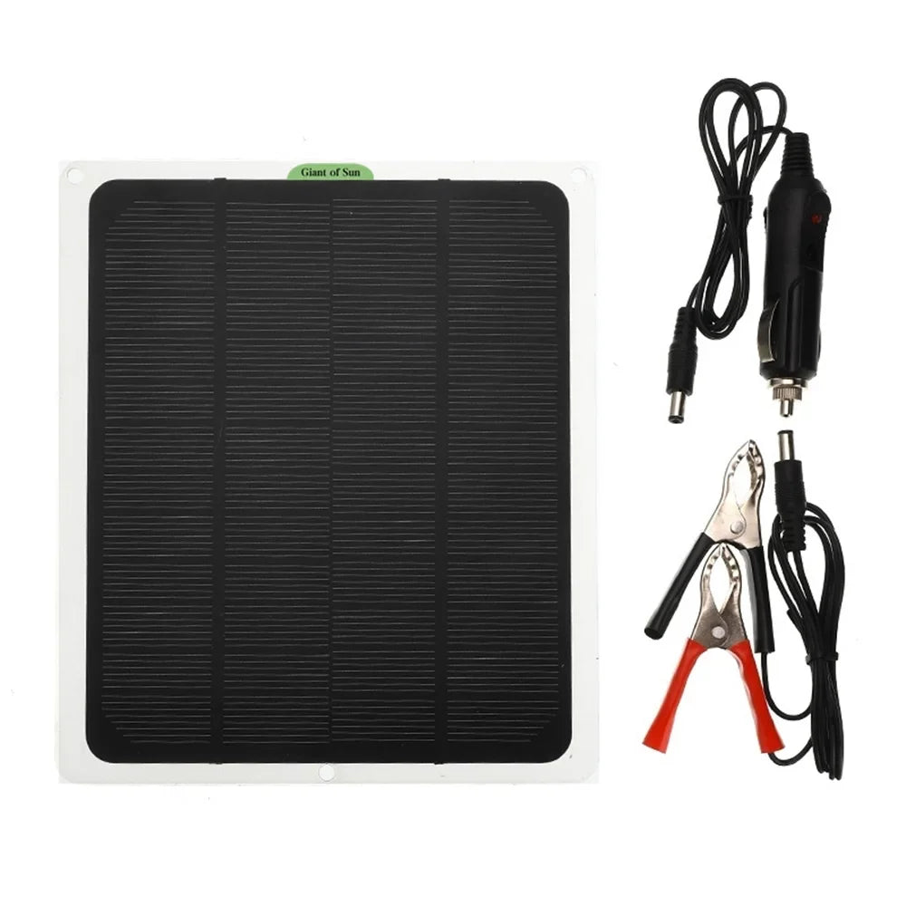 occkic 20W 12V/5V Monocrystalline Charging Flexible Solar Panels with Battery Clips for Cars  Yachting Charger Outdoor Charger