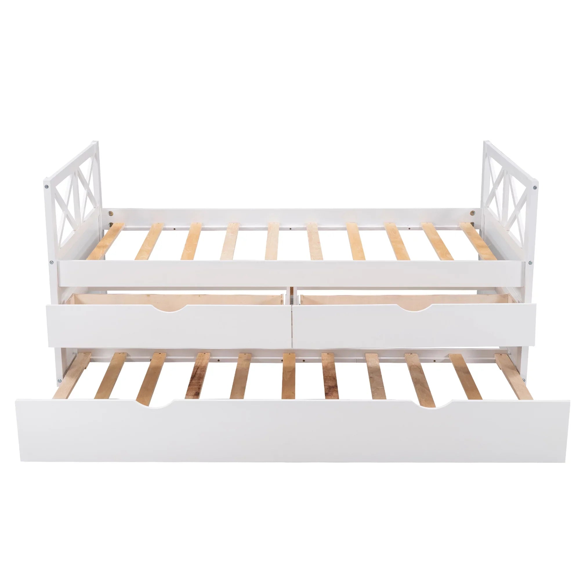 Merax Solid Wood Captain Bed with Trundle and Drawers, Twin, Multiple Colors