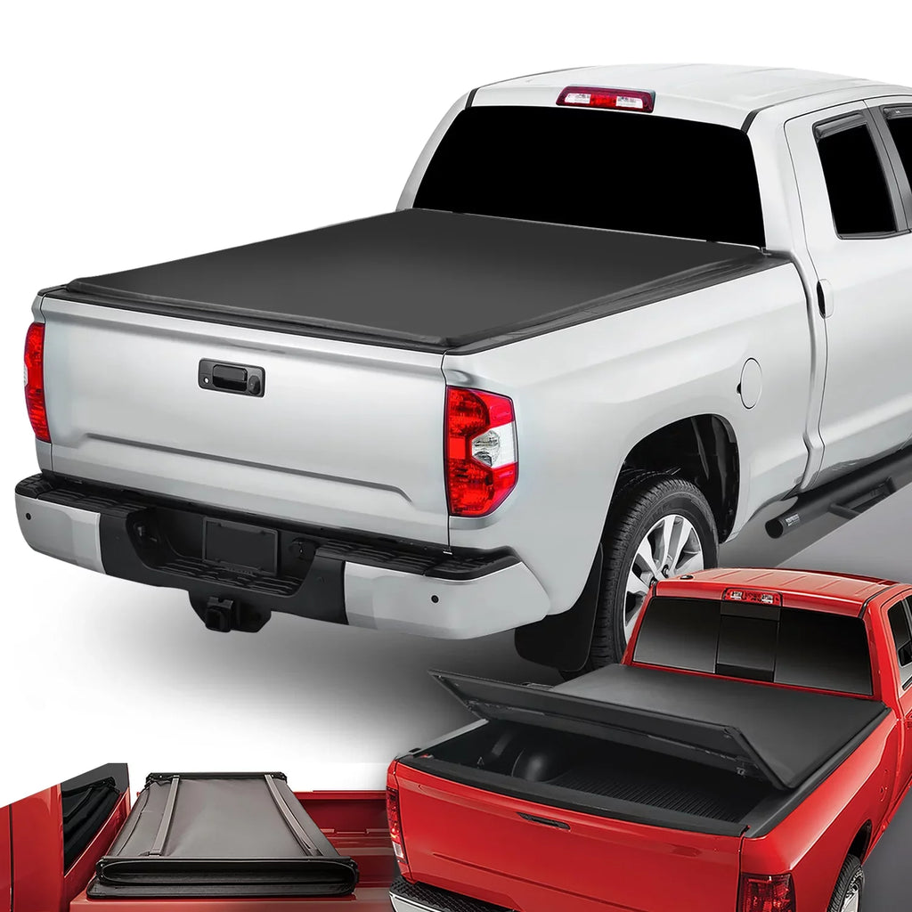 Motoring --057 For 2014 to 2019 toyota Tundra 6.5' Bed Fleetside Adjustable Tri -Fold Soft Top Trunk Tonneau Cover 15 16 17 18
