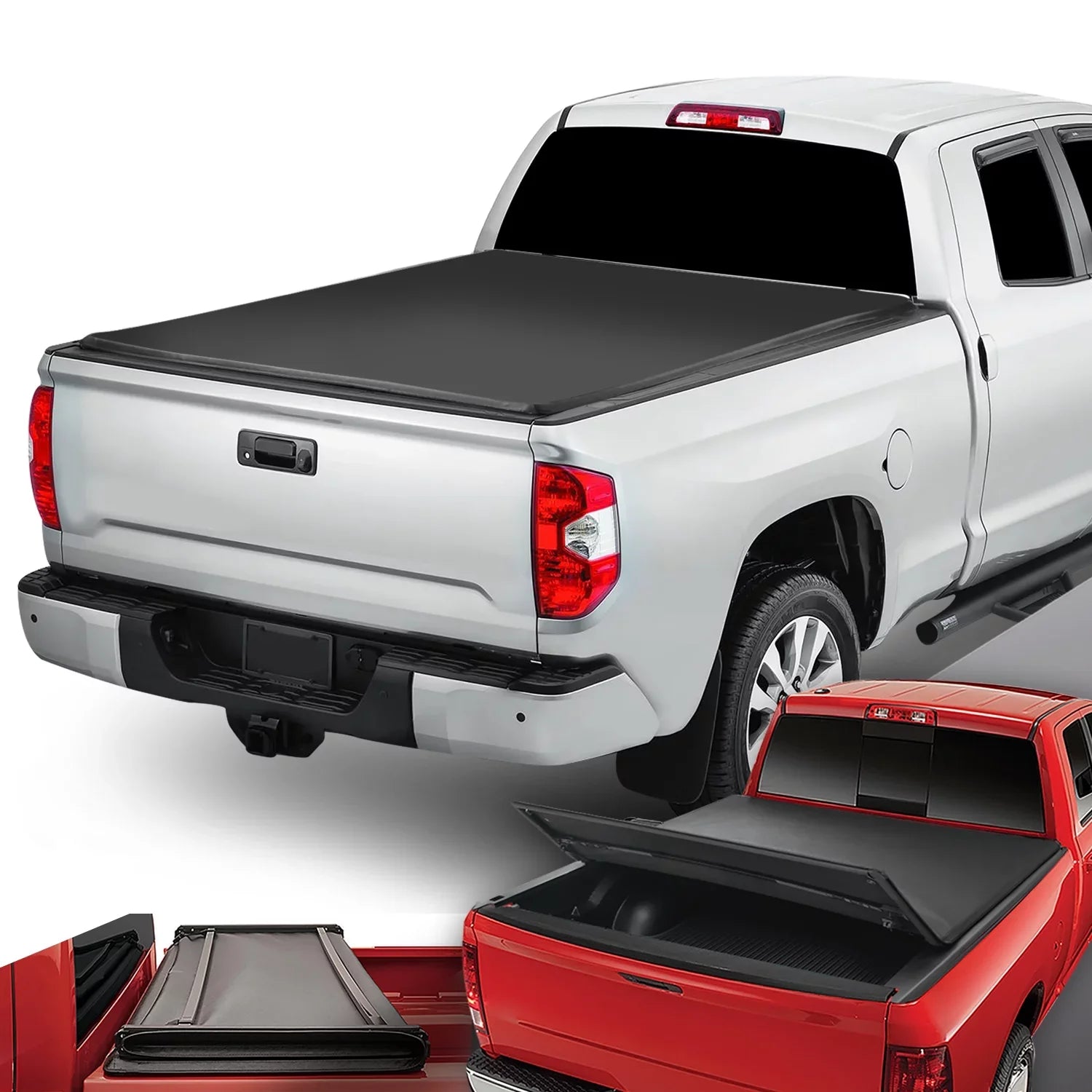 Motoring --057 For 2014 to 2019 toyota Tundra 6.5' Bed Fleetside Adjustable Tri -Fold Soft Top Trunk Tonneau Cover 15 16 17 18