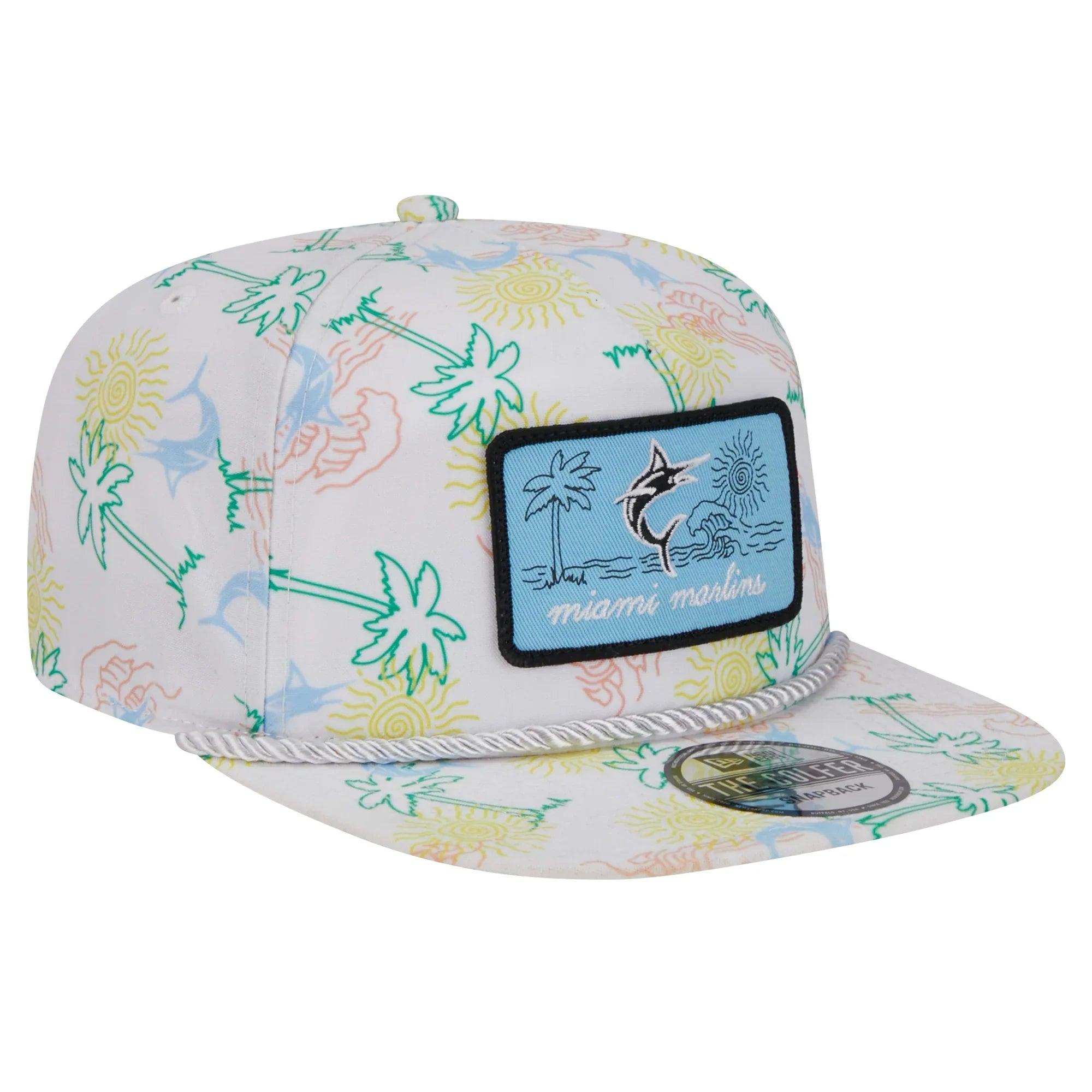 Men's New Era White Miami Marlins Islander Golfer Snapback Hat