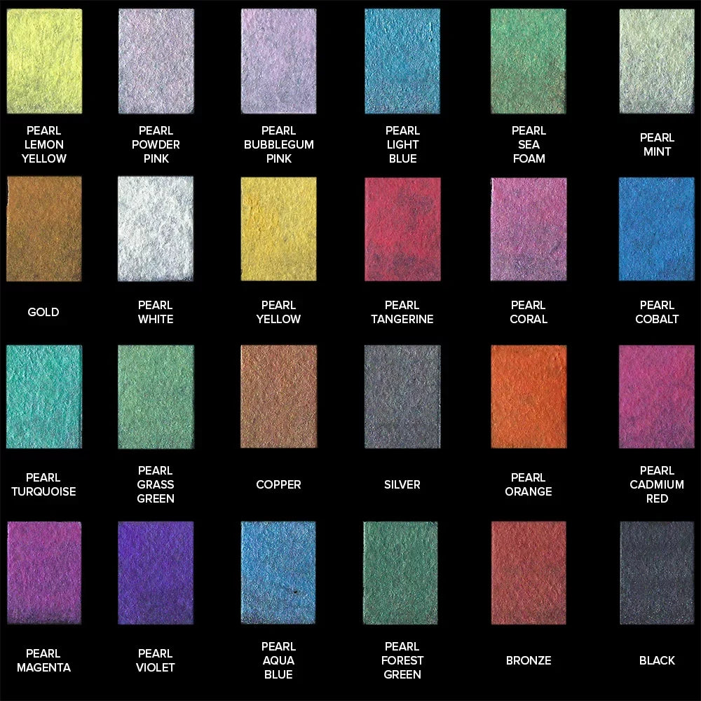 GenCrafts Premium Metallic Watercolor Palette, Set of 24 Colors