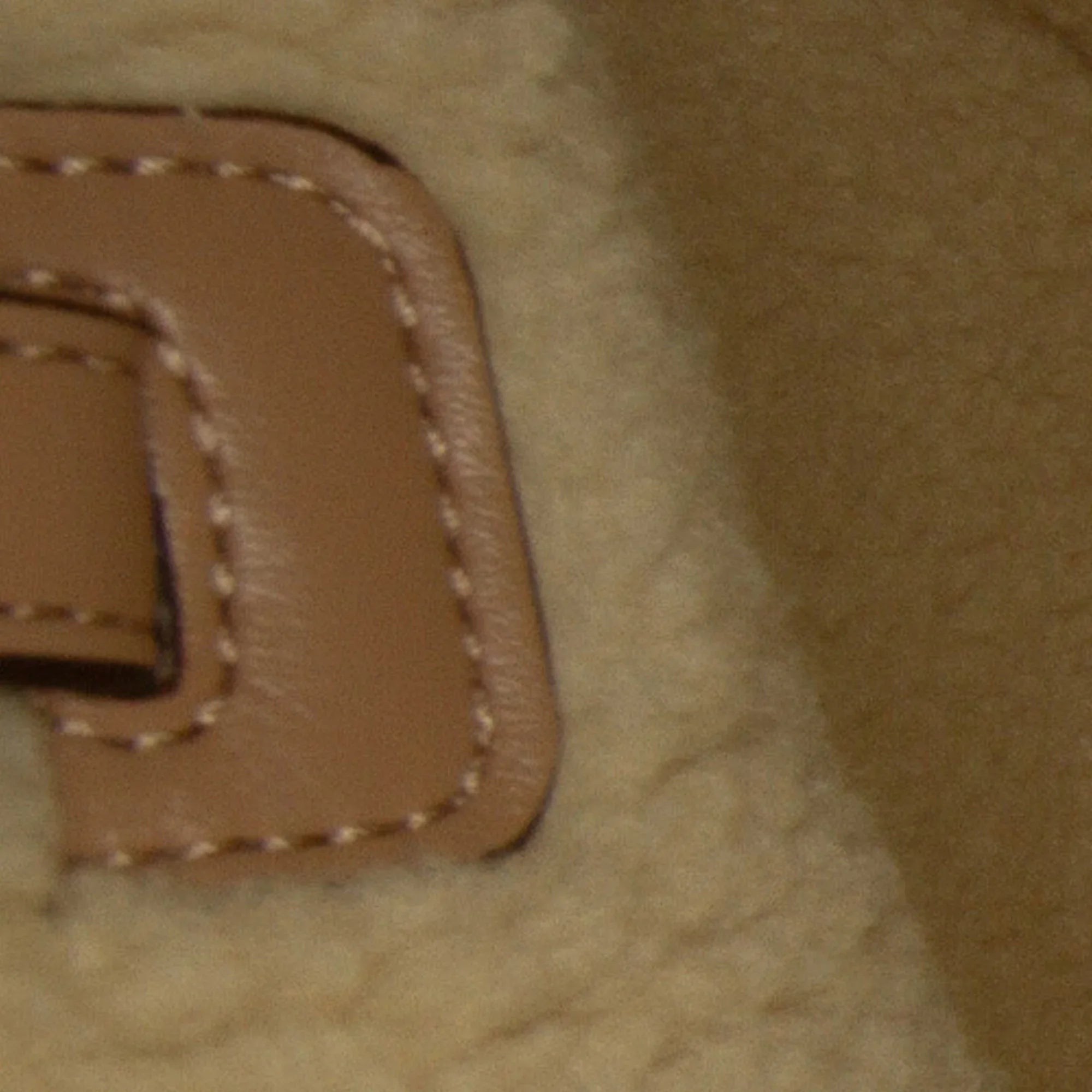 Pre-Owned Authenticated Stella McCartney Shearling Trimmed Stella Logo Satchel Chemical Fiber Fabric Brown Unisex (Good)