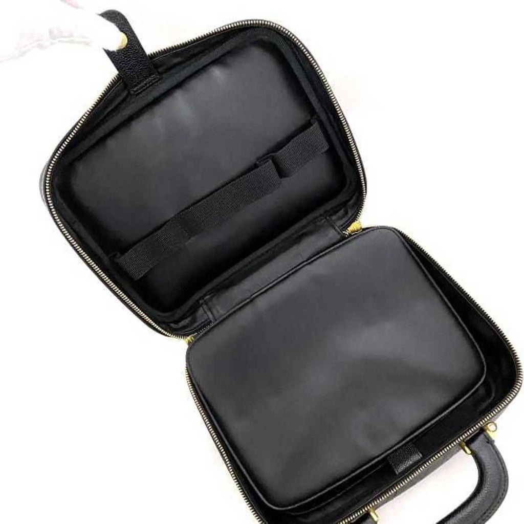 Pre-Owned Chanel Handbag Vanity Bag Black Gold Cocomark  Leather  Caviar Skin 4th  Stitch (Good)