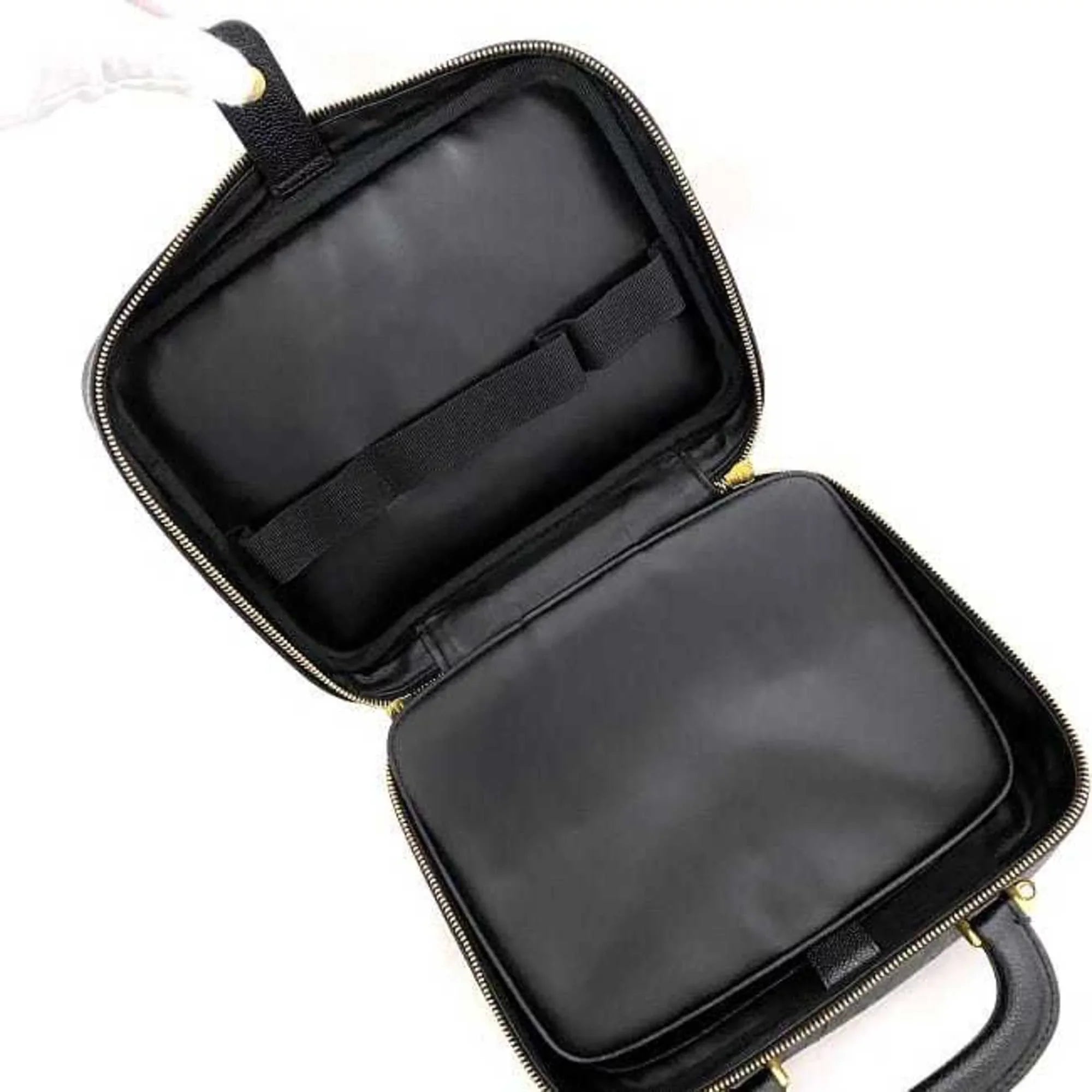 Pre-Owned Chanel Handbag Vanity Bag Black Gold Cocomark  Leather  Caviar Skin 4th  Stitch (Good)