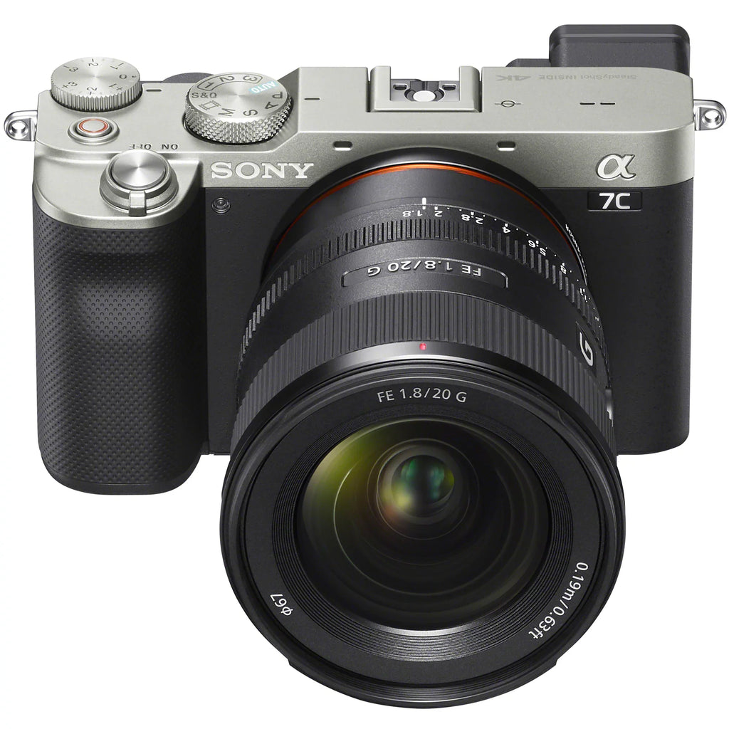 Sony a7C Mirrorless Full Frame Camera Body with Sony  20mm .8  Lens  Silver / Bundle with Deco Gear Photography Backpack Case , Software and Accessories