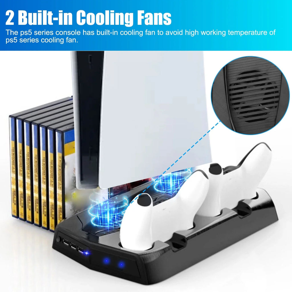 Charging Dock For  Controller w/Console Stand Cooling Fans 14 Games Disk Slot