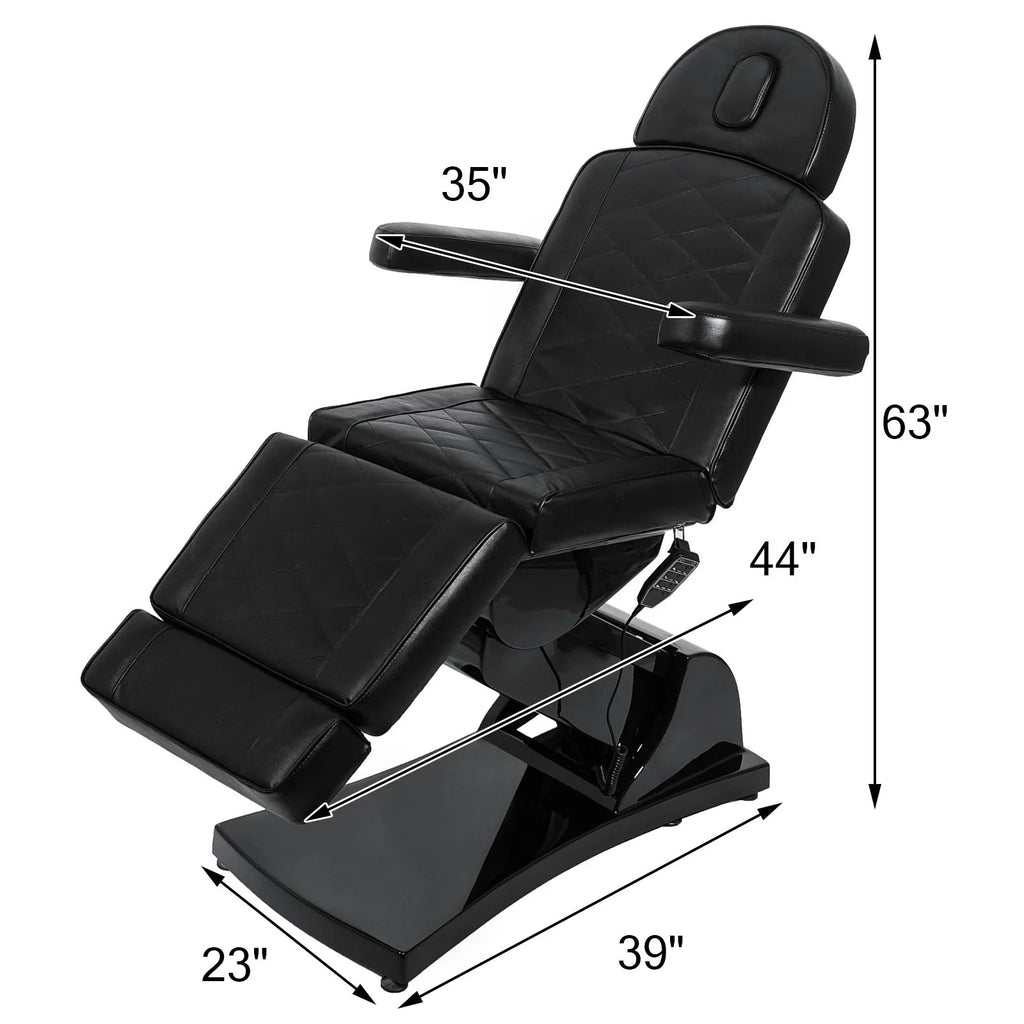 4 Motors Electric Facial Chair Full Electrical Massage Table Dental Bed Aesthetic Adjustable Reclining Chair for Podiatry Tattoo Spa Salon All Purpose Bed Chair (Black)