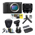 Sony Alpha - Mirrorless Camera with 50mm Lens, Grip, and Mic (Black) Kit