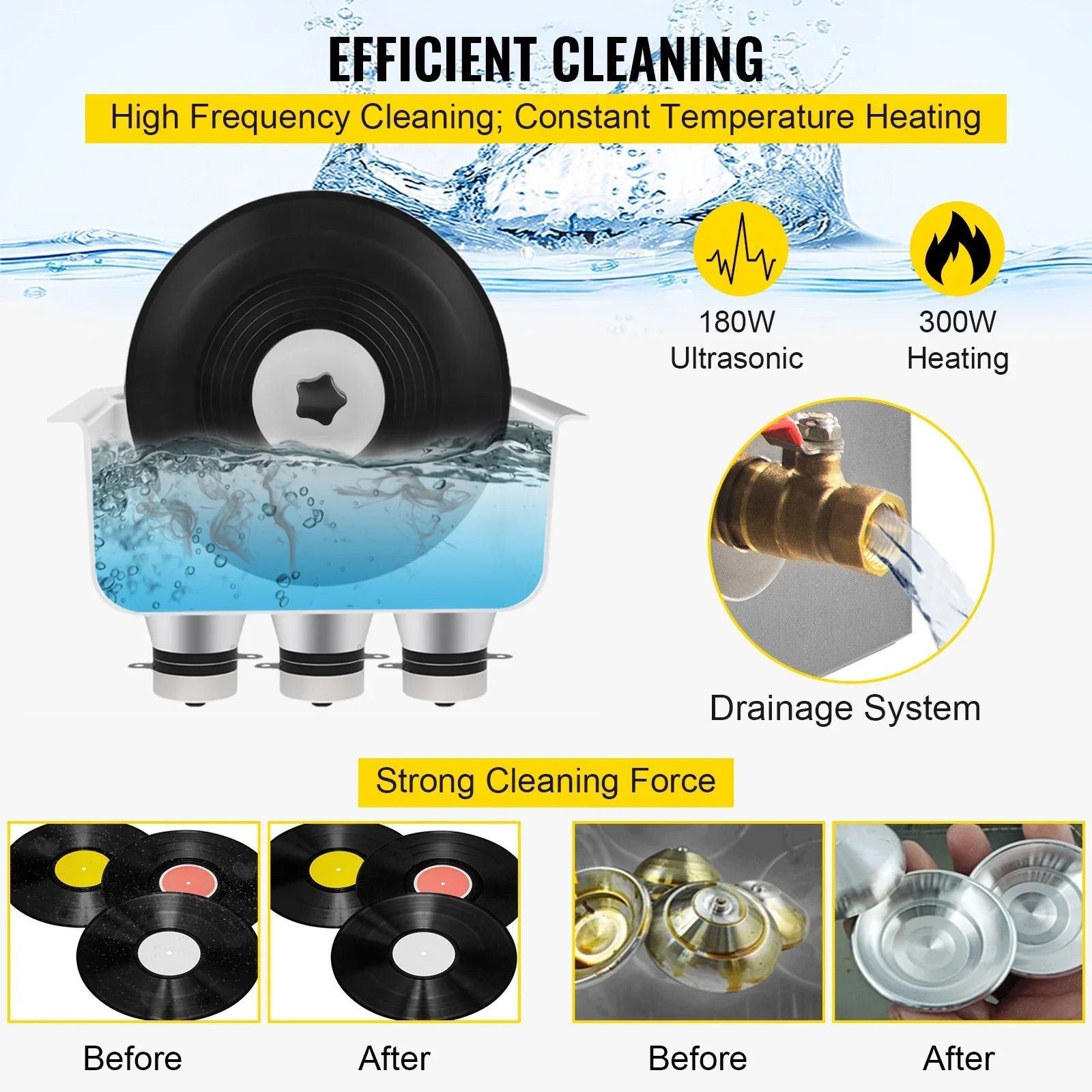 Ultrasonic Vinyl Record Cleaner Vinyl Ultrasonic Cleaning Machine 6L Knob