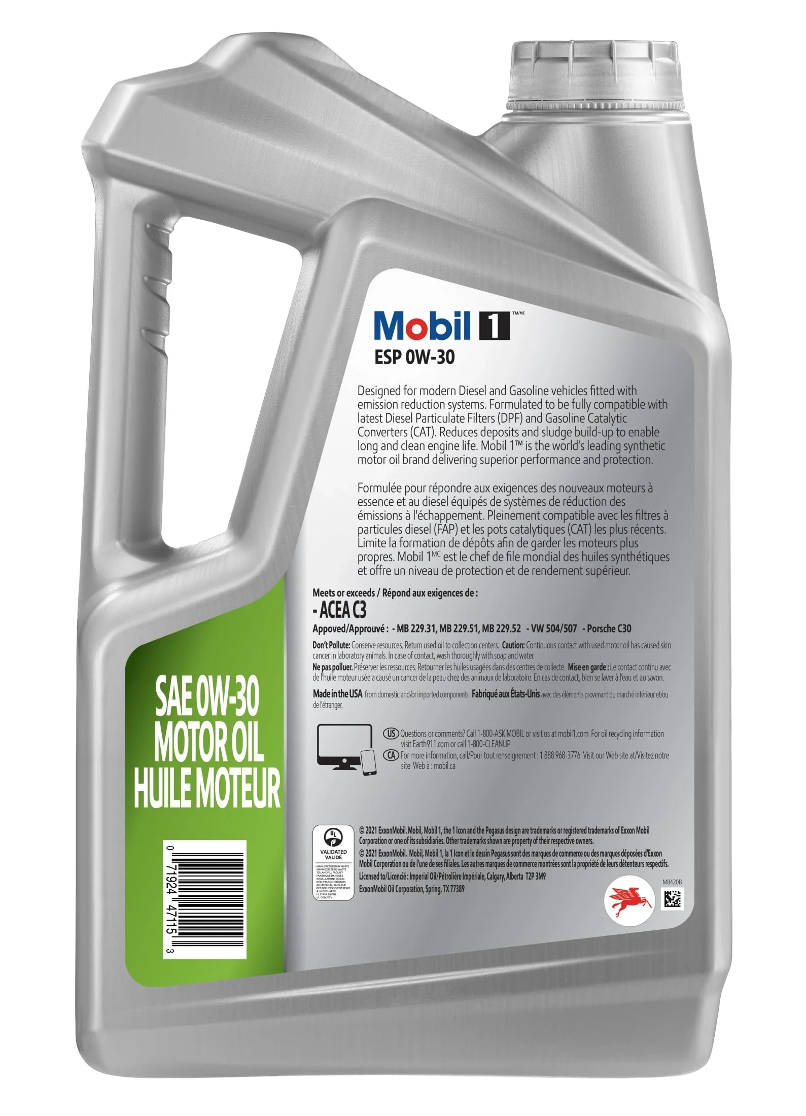 Mobil 1  Full Synthetic Motor Oil 0W-30, 5 Quart