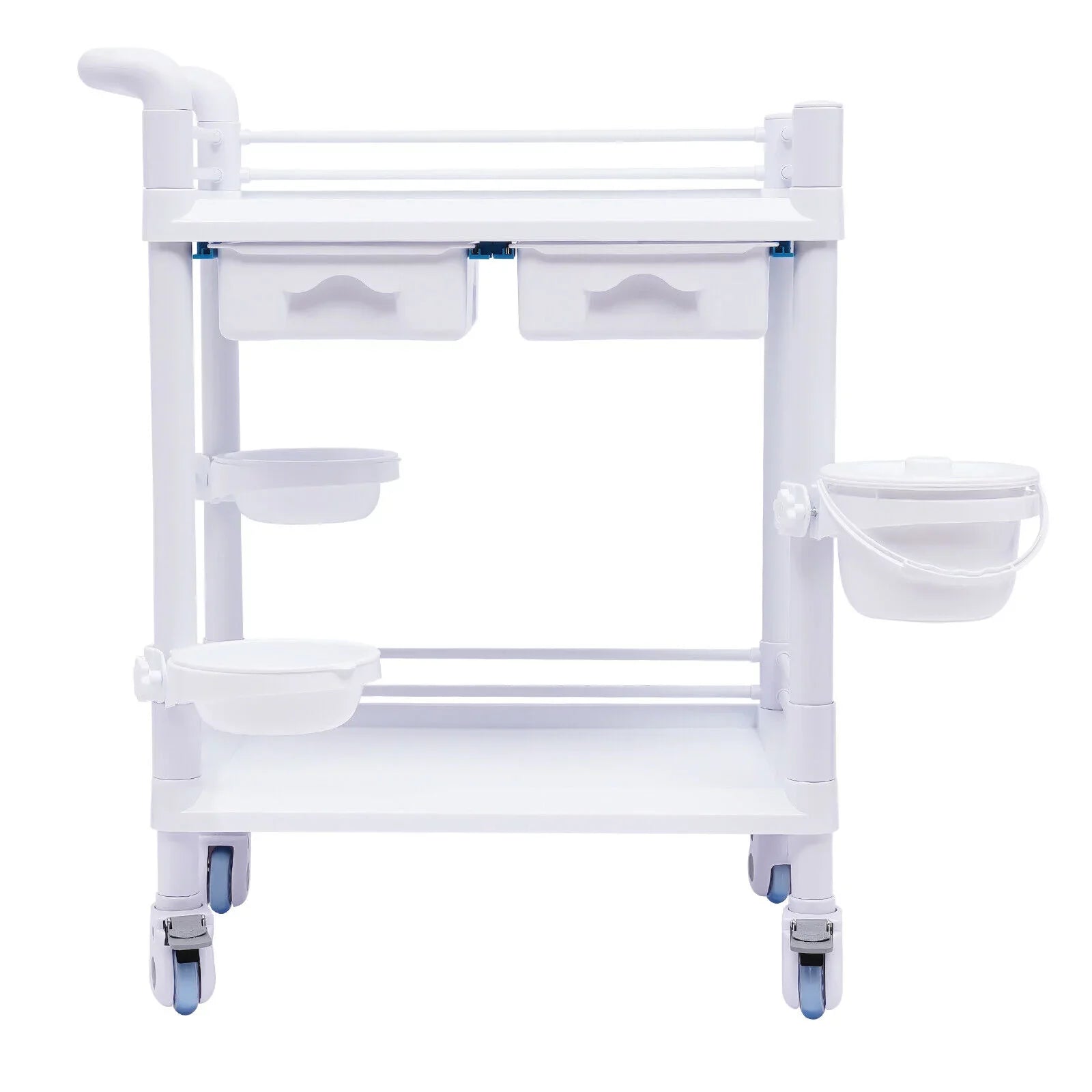 2 Tier Rolling Beauty Spa Trolley Cart, Mobile Utility Cart Trolley Spacious Spa Beauty Salon Rolling Trolley with 360°Rotate Wheels for Hospital Dental Clinic Beauty Salon