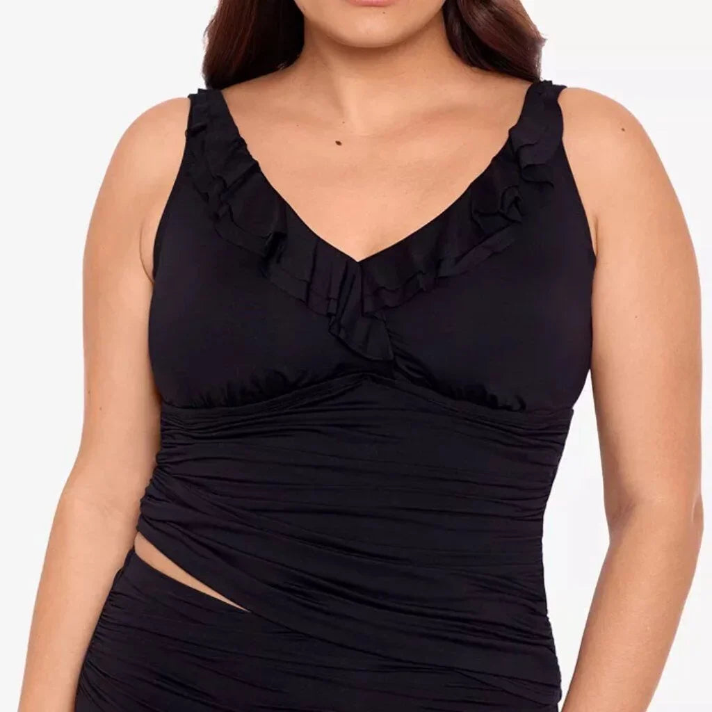 Ralph Lauren  Plus Size Tummy-Control Underwire Ruffled Tankini Top,  20W