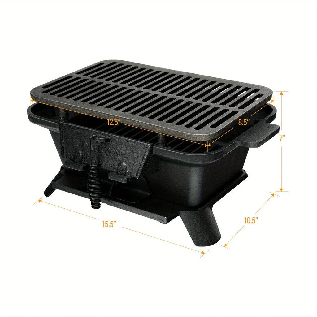 Heavy Duty Cast Iron Charcoal Grill Tabletop  Grill Stove for Camping Picnic