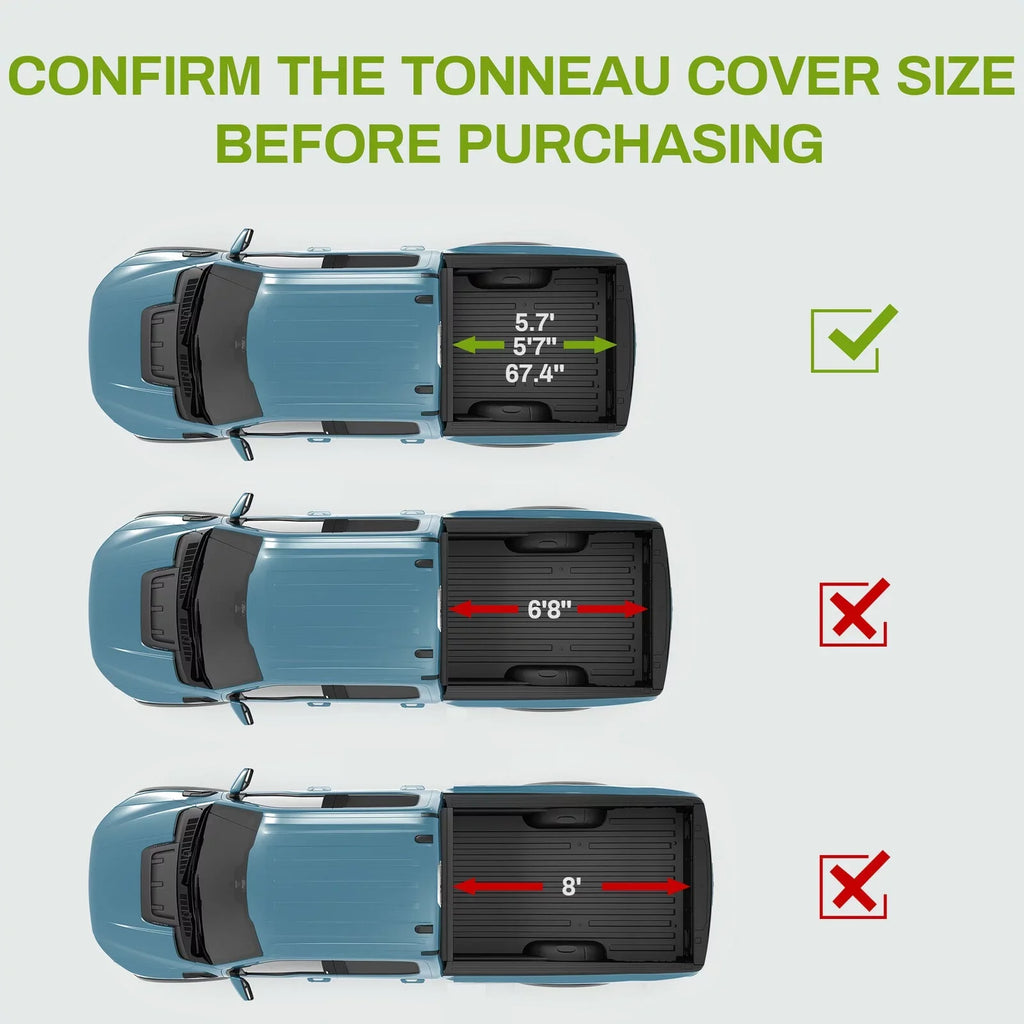 Ledkingdomus 5.7ft Soft Tri-fold Truck Bed Tonneau Cover for 09-23 Dodge Ram 1500 Without Rambox