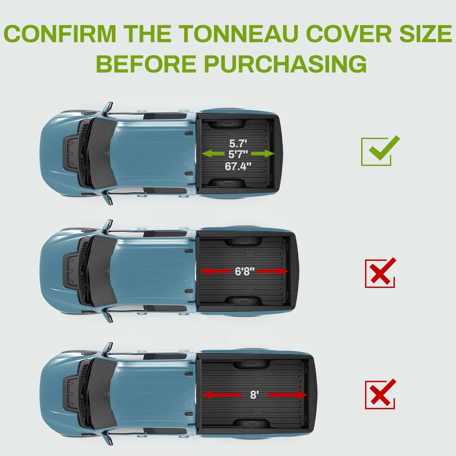 Ledkingdomus 5.7ft Soft Tri-fold Truck Bed Tonneau Cover for 09-23 Dodge Ram 1500 Without Rambox