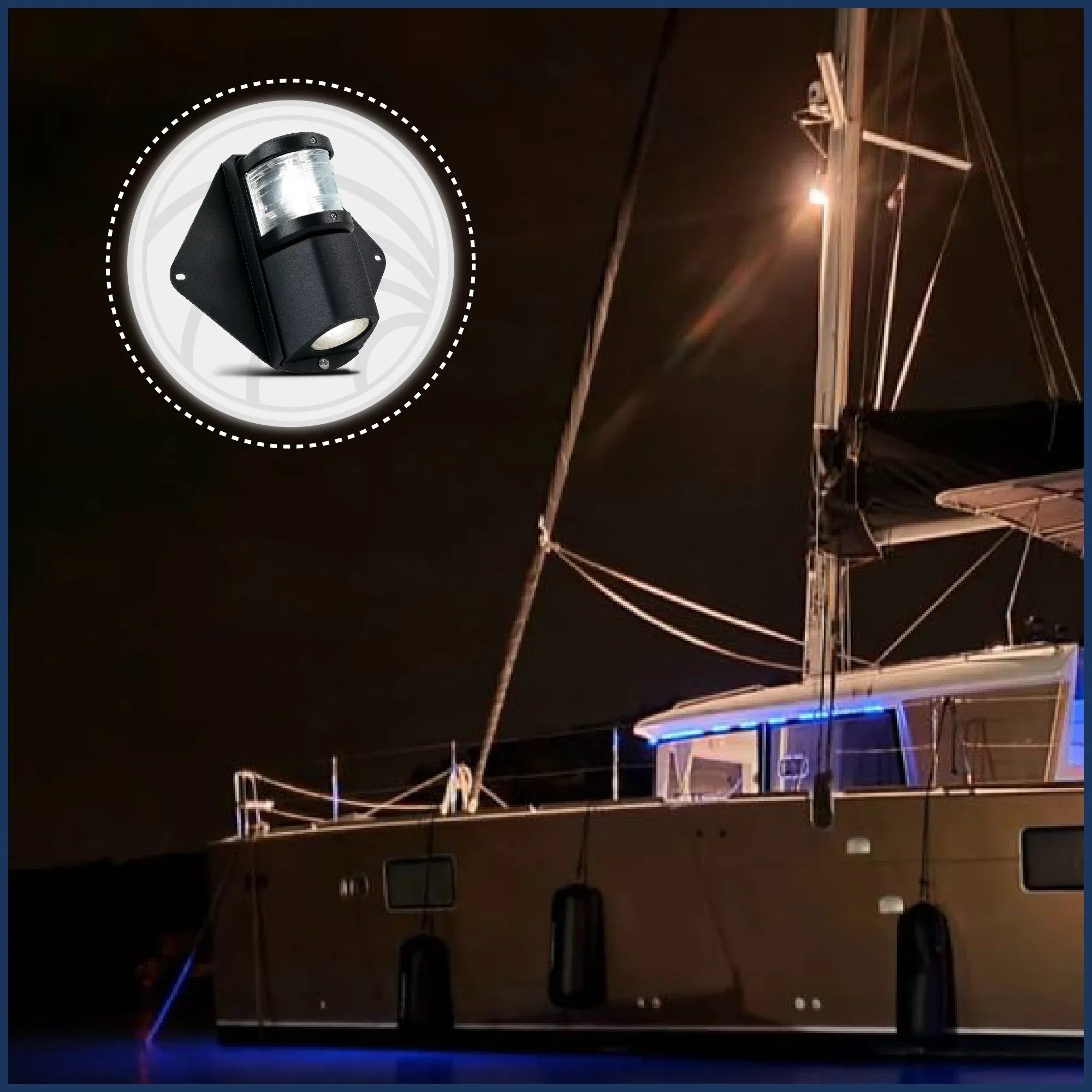 Five Oceans Combination Masthead and Deck Light,  Masthead Deck Spreader Light, 12V, Vertical Mount for Sailvessel -