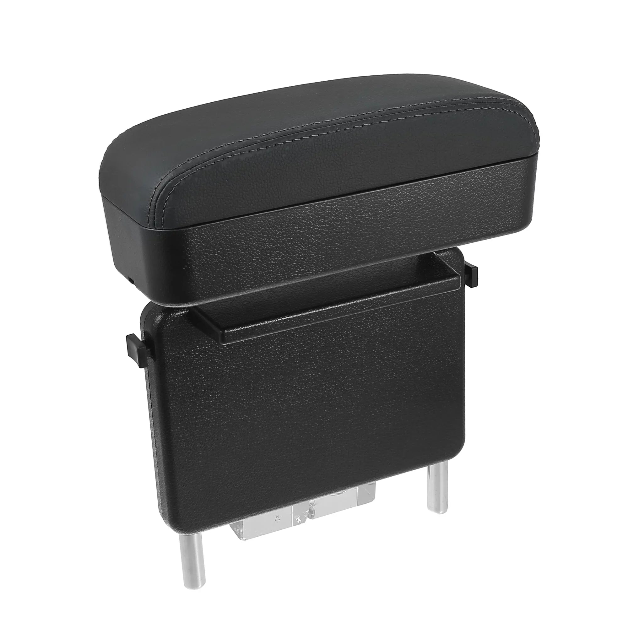 Car Center Armrest Box Seat Gap Adjustable Armrest Storage Organizer Box Armrest Black  Leather with Black Line