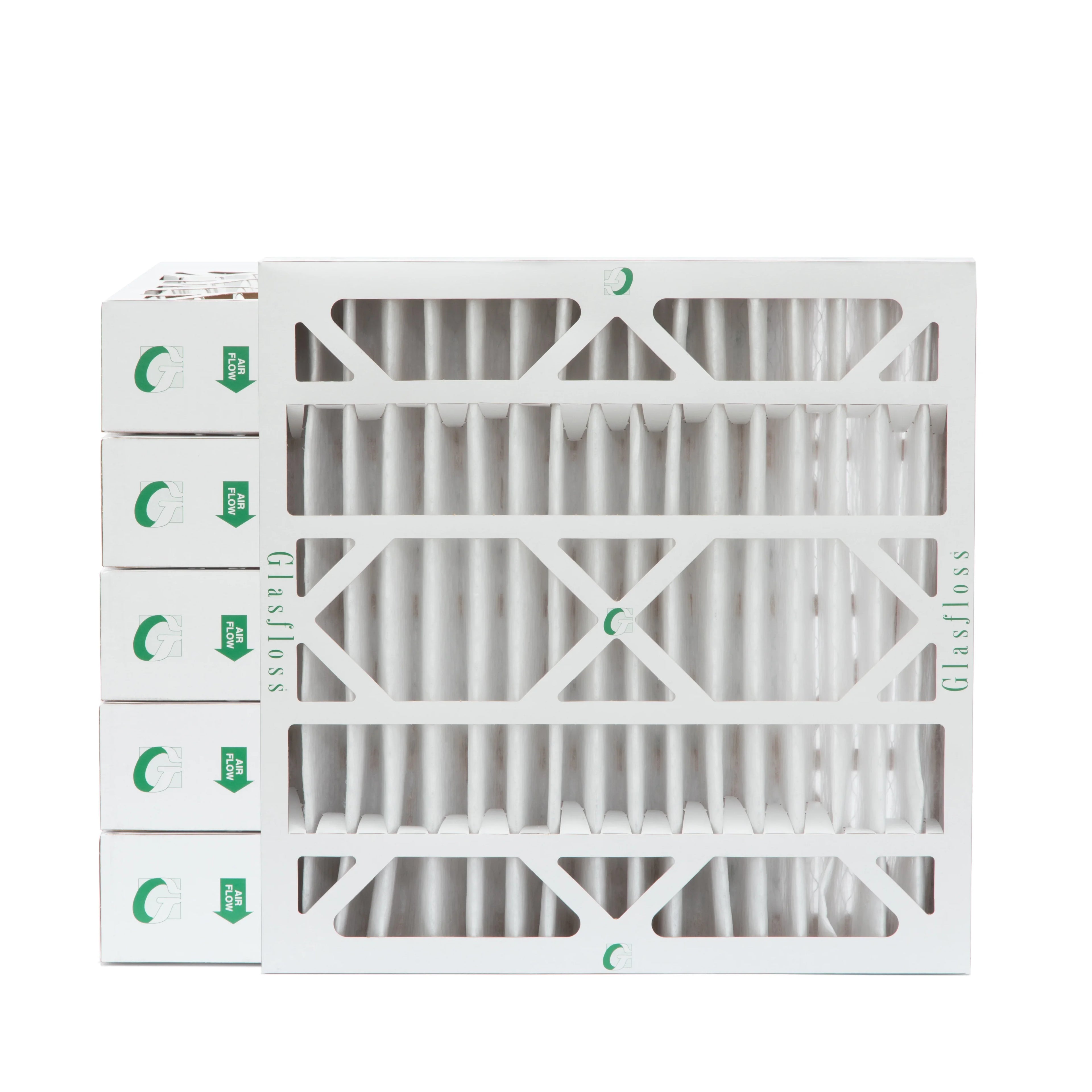 6 Pack of 20x20x4  10 Pleated 4" Inch Air Filters by Glasfloss. Actual Size: 19-1/2 x 19-1/2 x 3-3/4