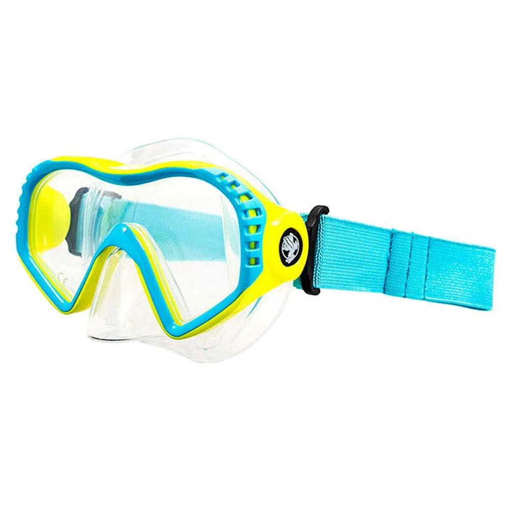 Akona Joey Single Lens Children's Snorkeling Mask with Elastic Strap Blue/Green (Blue/Green)