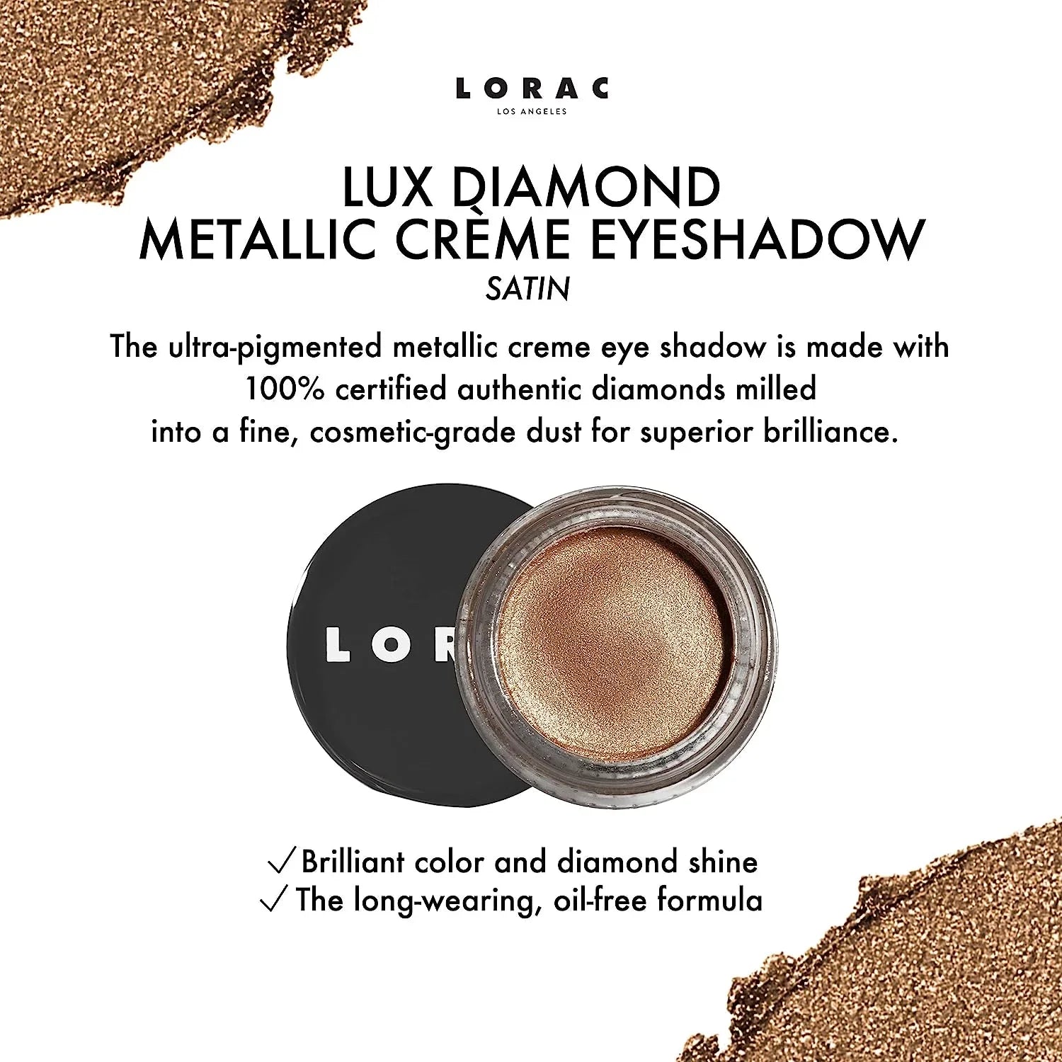 Lux Diamond Crème Eye Shadow | Metallic Shimmer Eyeshadow Powder | Satin Gold