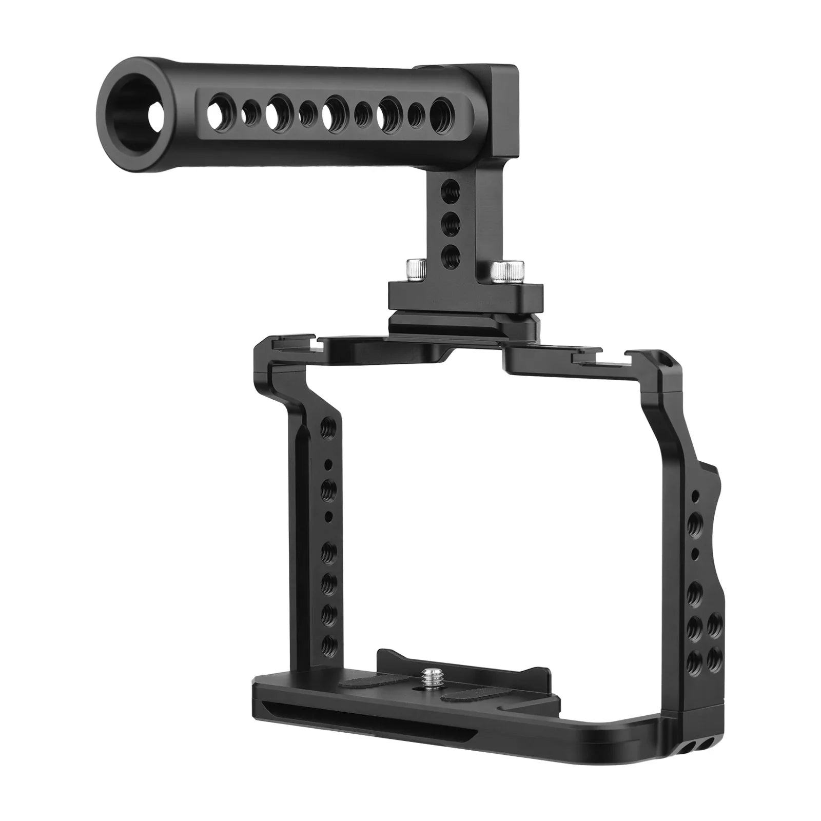 Andoer Camera Video Cage + Handle Kit Aluminum Alloy with Dual Cold Shoe Mounts Numerous 1/4 Inch Threads Replacement for Sony / / /  /  /