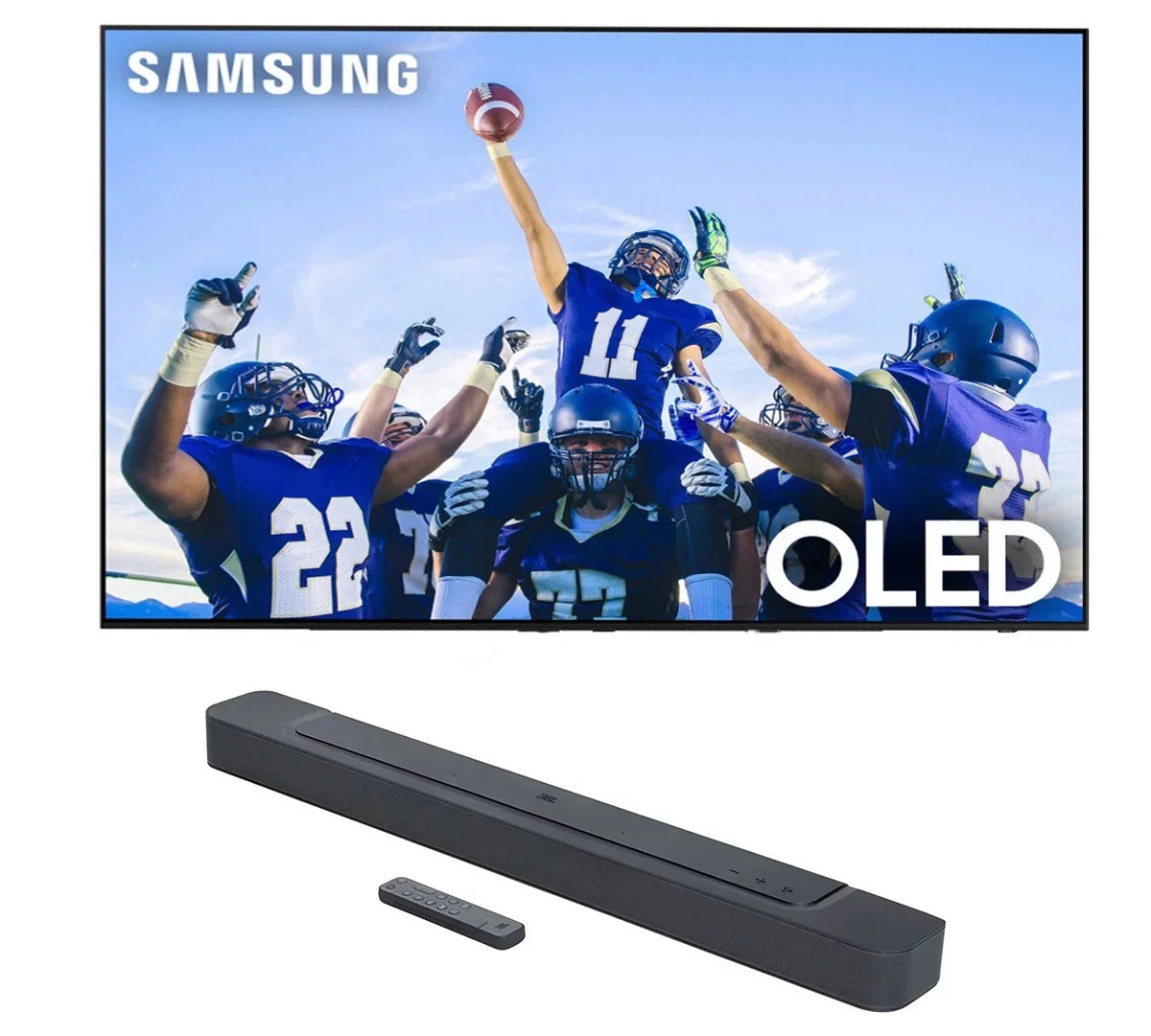 Samsung  77 Inch 4K  Smart  with  Upscaling with a  -300 5.0ch Soundbar with MultiBeam Sound and Dolby Atmos (2023)