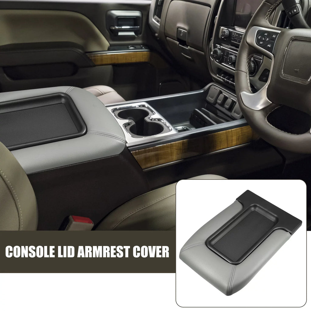 Unique Bargains Center Console Lid Armrest Seat Box Cover Protector for Cadillac Escalade 2003-2004 Faux Leather Gray