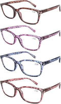 DOOViC 4 Pack Computer Reading Glasses Blue Light Blocking Anti Eyestrain Spring Hinge Stylish Readers for Women 1.25 Strength