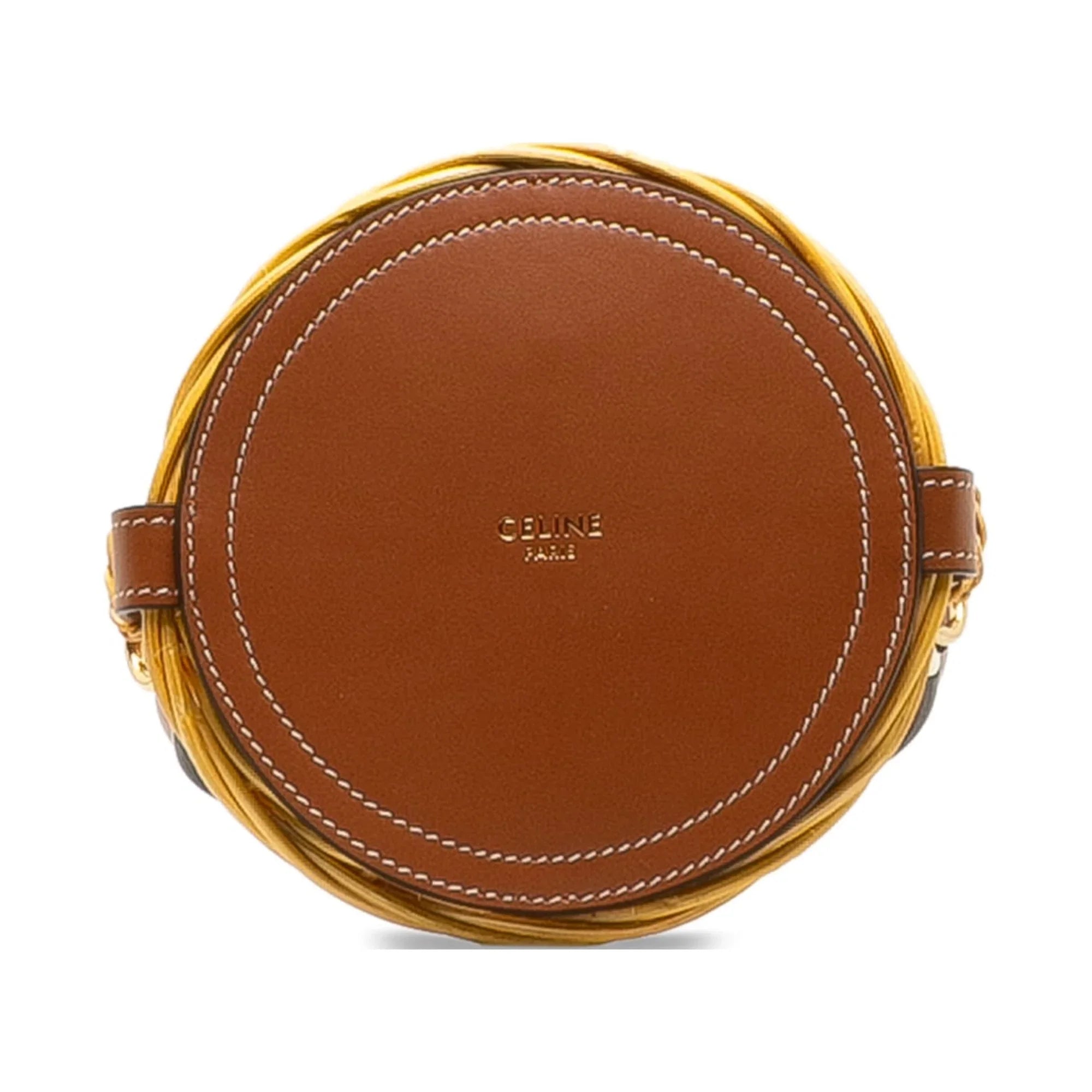 Pre-Owned Authenticated Celine Micro Wicker Bucket Bag Rattan Natural Material Brown DrawstringBag Unisex (Good)