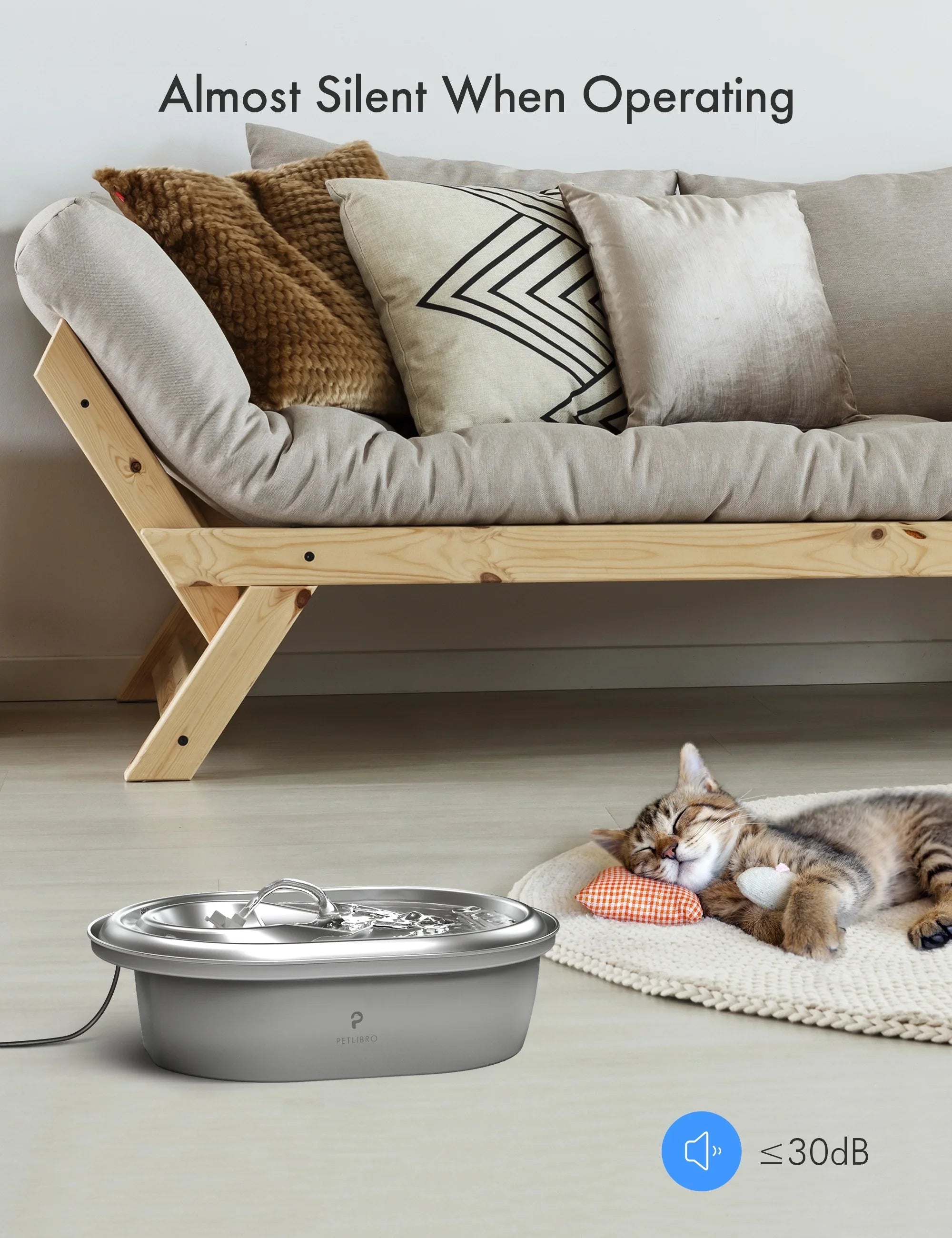Cat Water Fountain Stainless Steel, 67oz/2L Healthy Pet Water Fountain, Hygienic Material Dog Water Dispenser, Super Quiet, Dishwasher Safe Design & Adjustable Water Flow for Cats, Dogs