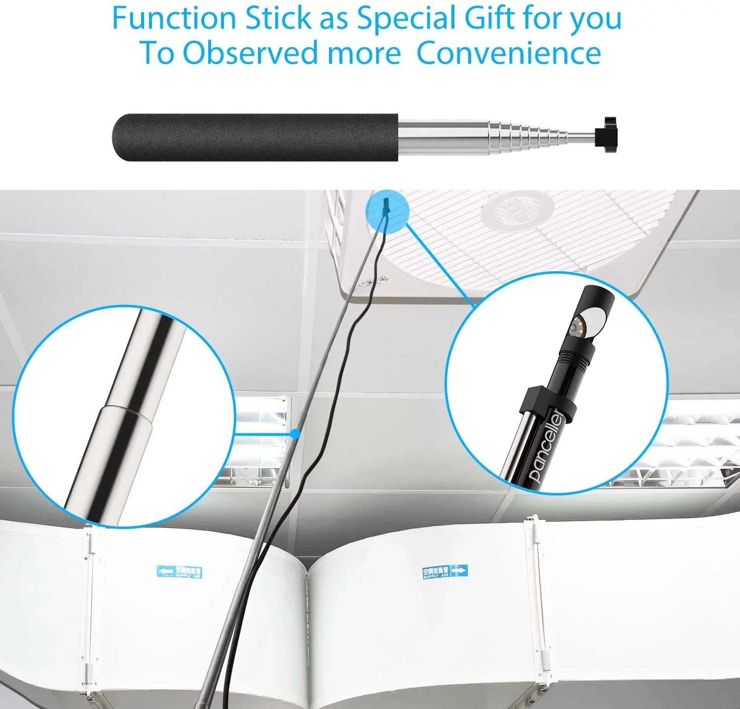 Pancellent Wireless Snake Camera 1200P WiFi Inspection Camera  Endoscope with 8  Light Rigid Cable Borescope for iPhone Android Smartphone Table Ipad  (5 Metes,16.5 )