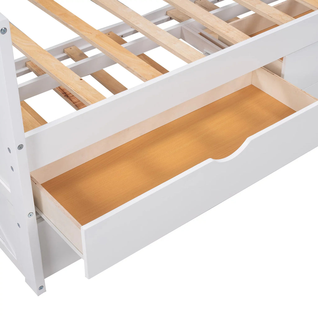Merax Solid Wood Captain Bed with Trundle and Drawers, Twin, Multiple Colors