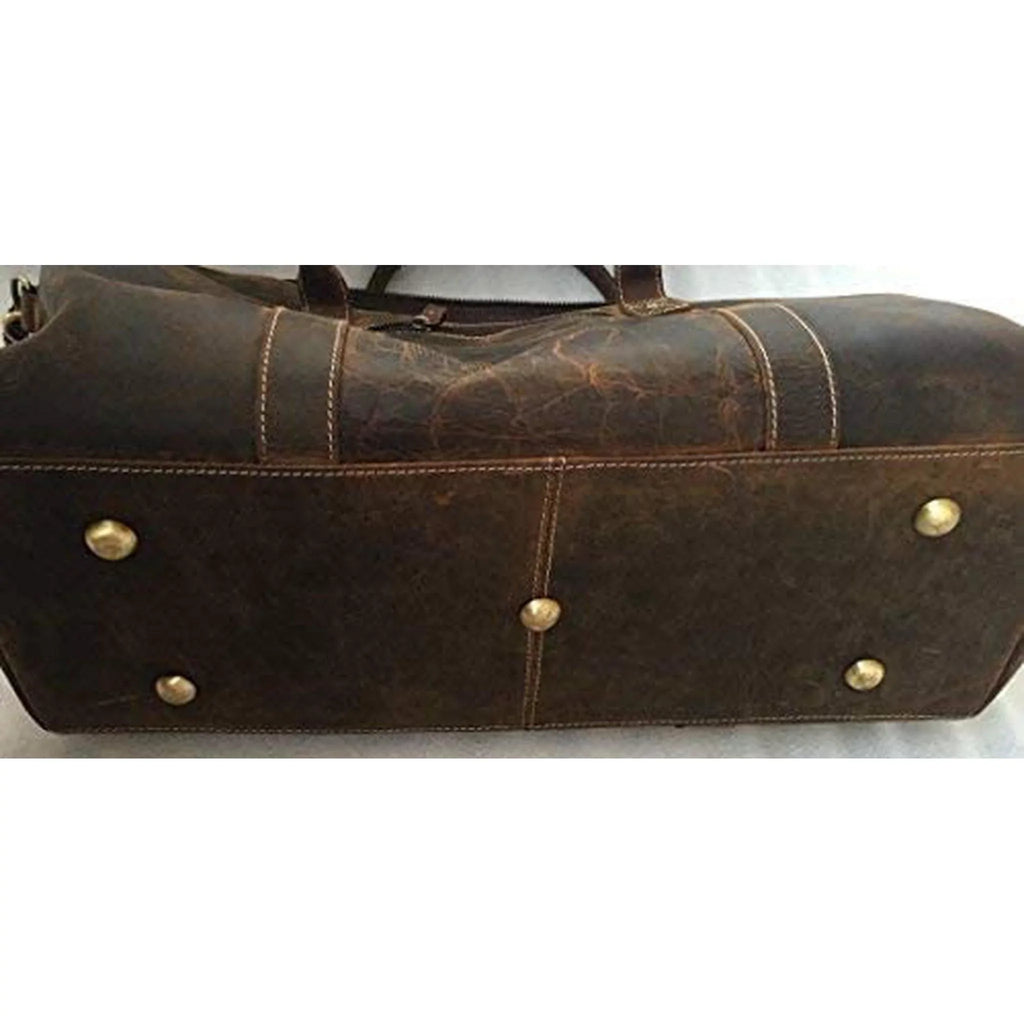 Fashion Co. 20" Men's Vintage Distressed Buffalo Leather Duffle Bag | Spacious & Stylish | Adjustable Shoulder Strap