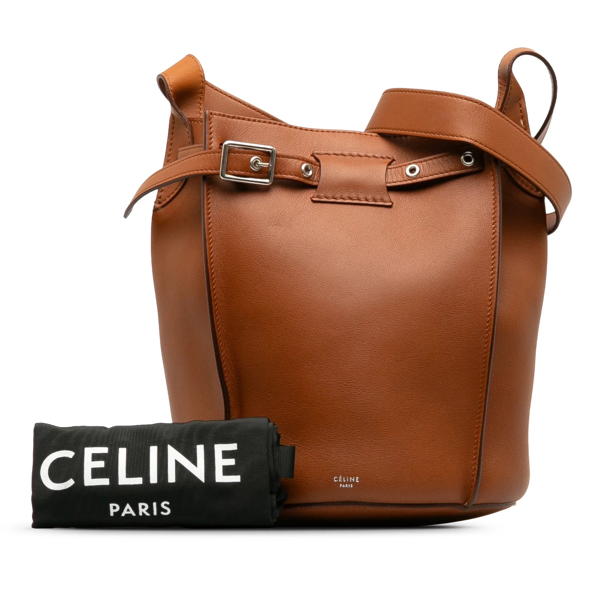 Pre-Owned Authenticated Celine Big Bag Bucket Calf Leather Brown Bucket Bag DrawstringBag Unisex (Good)