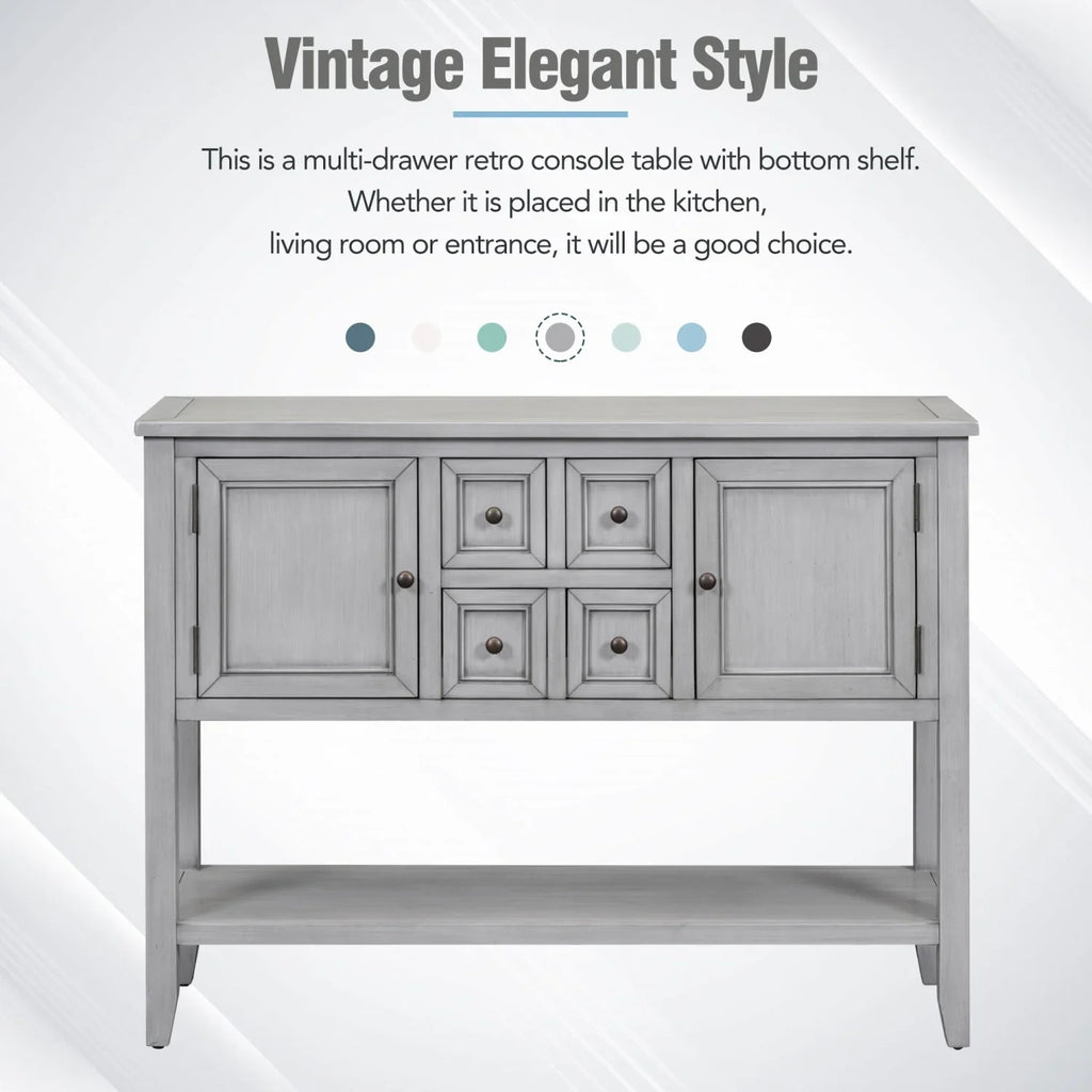 Vintage Ample Storage Cambridge Series Espresso Console Table with Four Small Drawers and Bottom Shelf for Living Rooms  Entrances  and Kitchens -  (  )