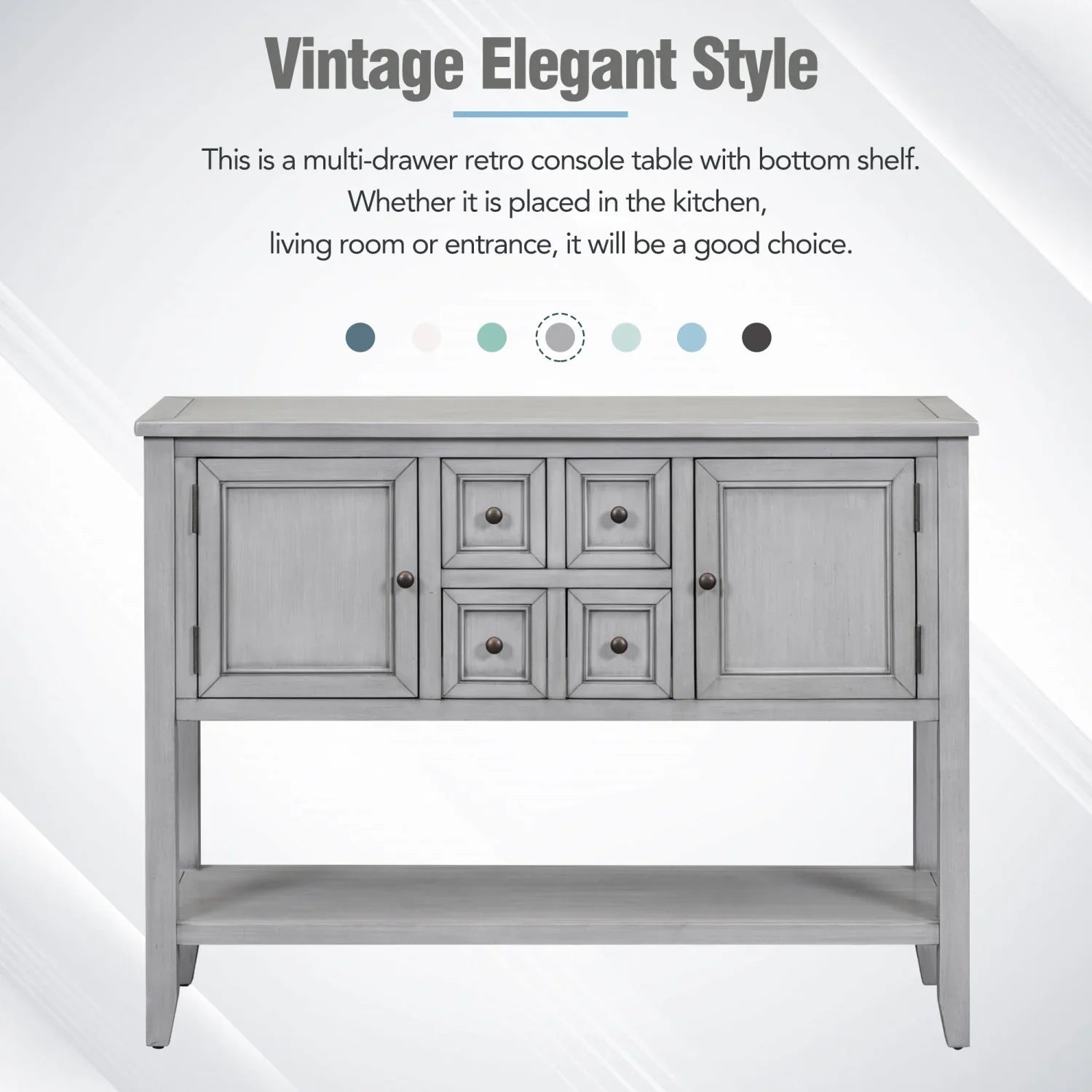 Vintage Ample Storage Cambridge Series Espresso Console Table with Four Small Drawers and Bottom Shelf for Living Rooms  Entrances  and Kitchens -  (  )
