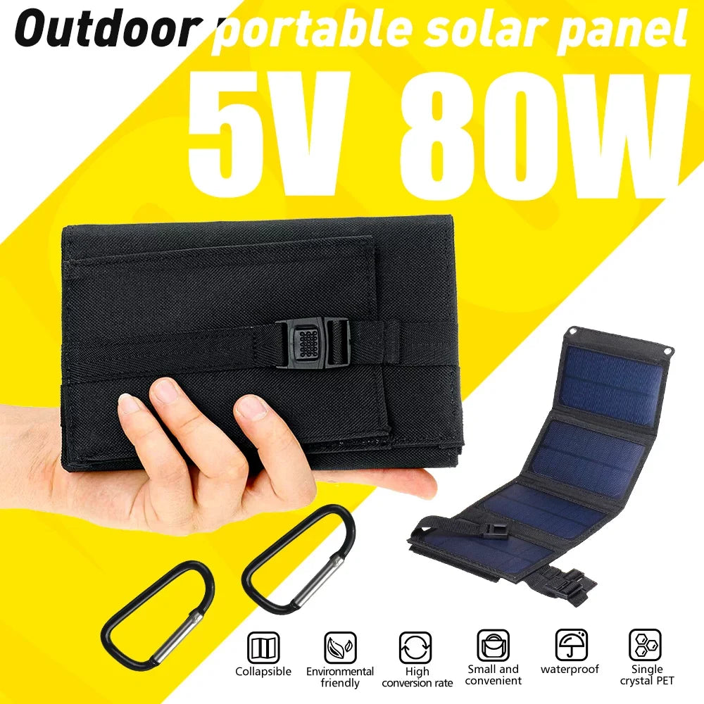 80W Solar Panel Foldable Suitable for Portable Power Station, iPhone, Ipad, Laptop,  Port, Suitable for Outdoor Camping Caravan  Travel