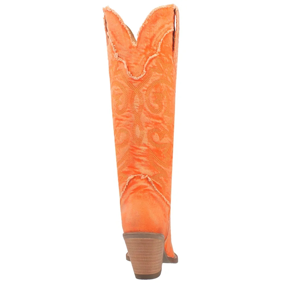 Dingo  Womens Texas Tornado Denim Snip Toe   Casual Boots   Knee High Mid Heel 2-3"
