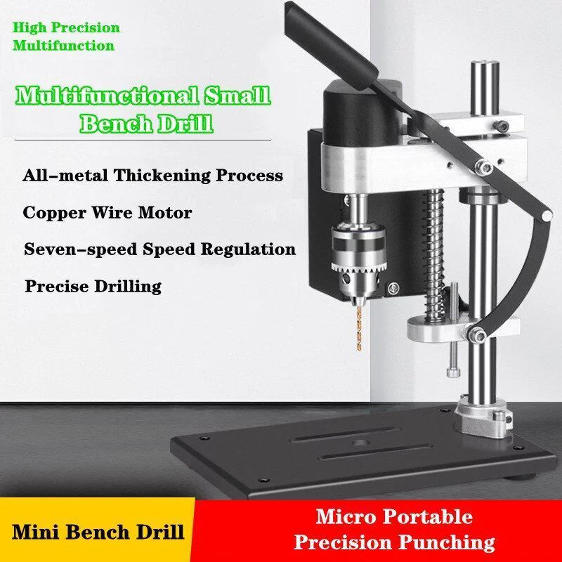 Motor Desktop Bench Drill, Wood Jewelry Metal Plastic Procession, 7-Speed Adjustable Punching Machine