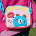 5.5 x 4.7 x 1.2 in. Blue Bear - Embroidered Applique Swingpack Bag Purse  Wallet Bag & Shoulder Bag