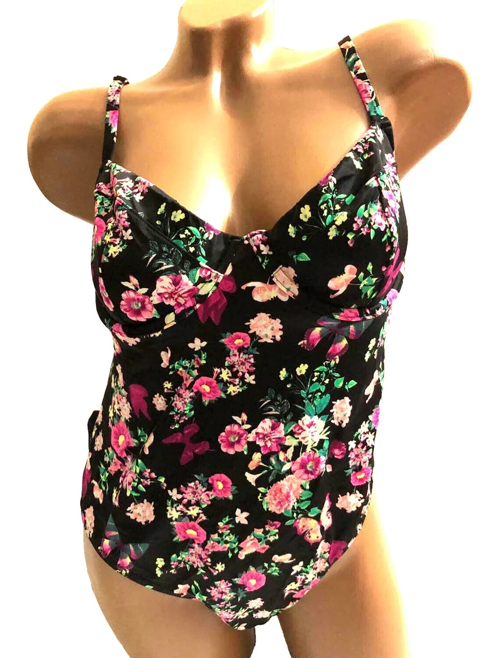 Victoria's Secret Swimsuit One Piece Wicked Black Floral Size -Large