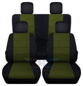 '-Designprotectives Fits 2007-2010 Jeep Wrangler  2-Door Cotton Seat Covers:Black and Hunter Green - Front & Rear Solid Bench