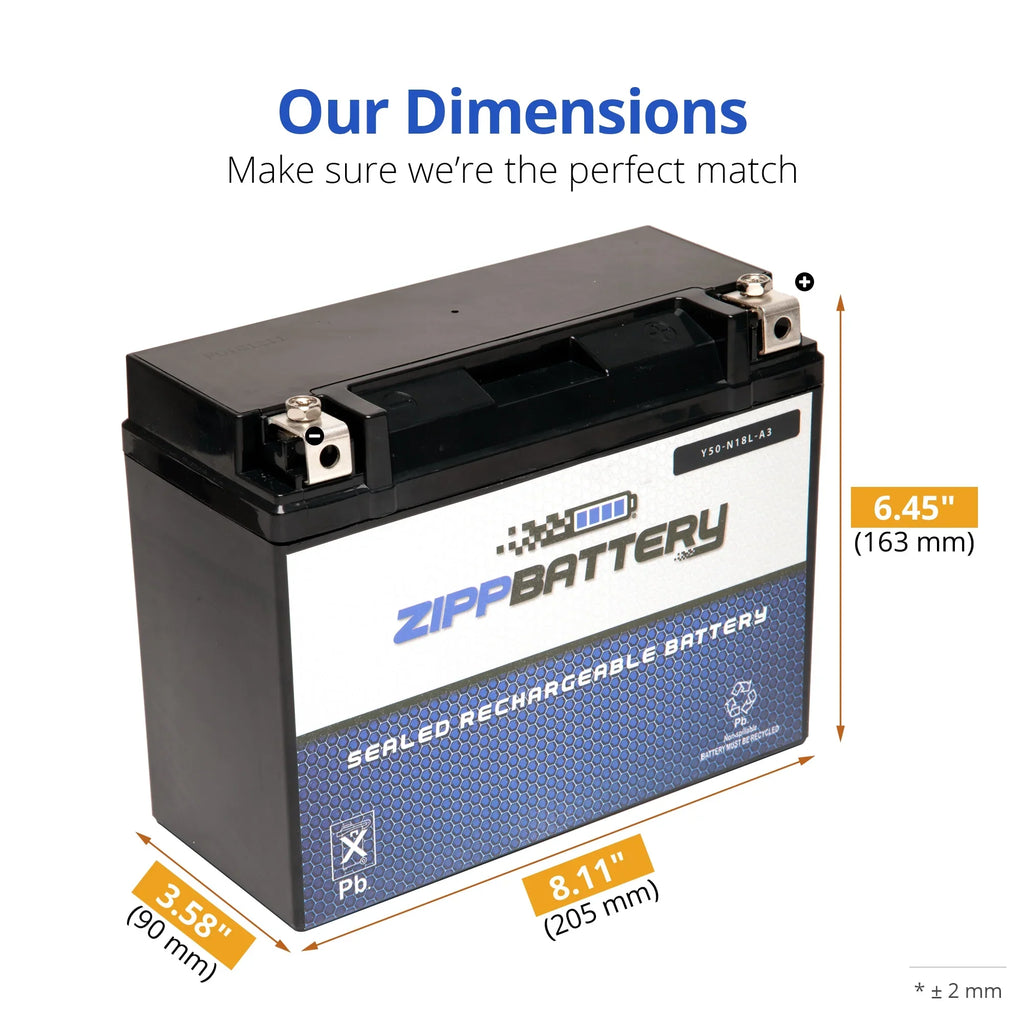 Zipp Battery -- (50-- 12 Volt,20 Ah, 260 ) Motorcycle Battery for Yamaha 1300cc Xvz13 Venture/royale 1991