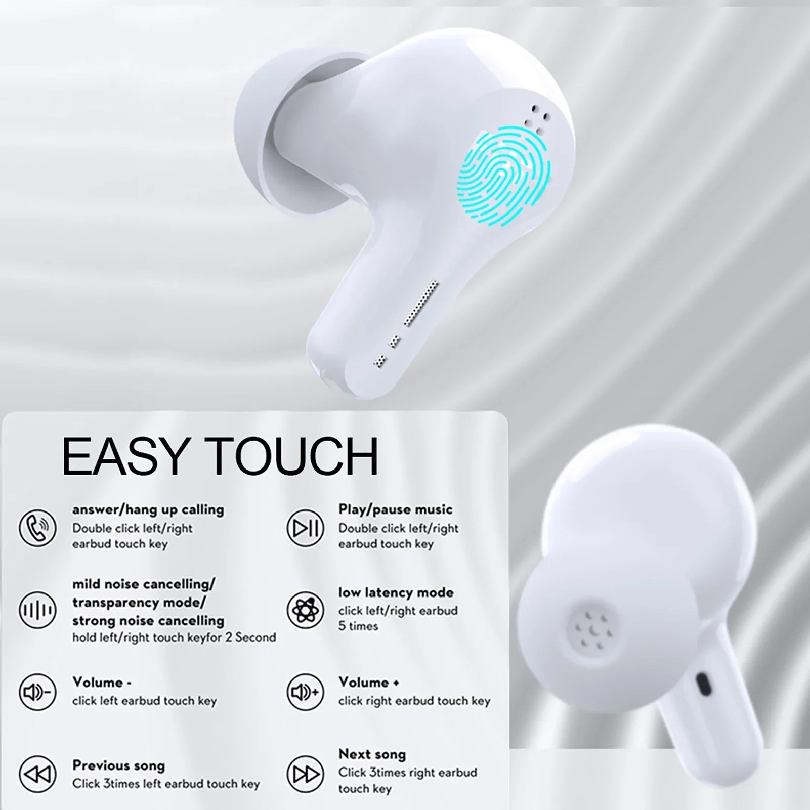 HiFiAir2 Wireless Earbuds Dynamic Speaker  Headphone Ear Bud  5.3 Noise Cancelling Headphone Waterproof  Earbuds with  to Control 30 Hours Play time