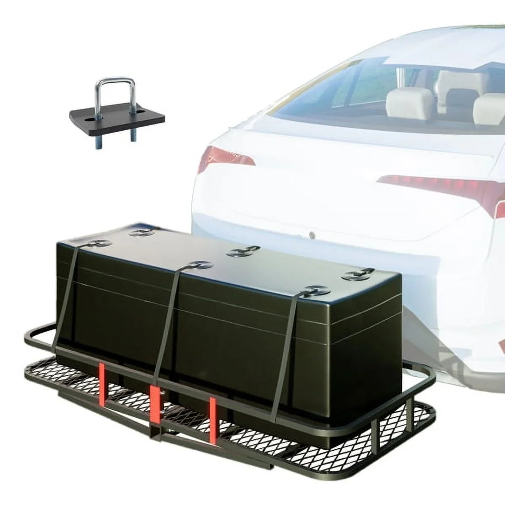 Teledu 60" x 24" x 6" Hitched Mounted Folding Cargo Basket with a 500 lb Capacity for Car  Truck Trailer, Black