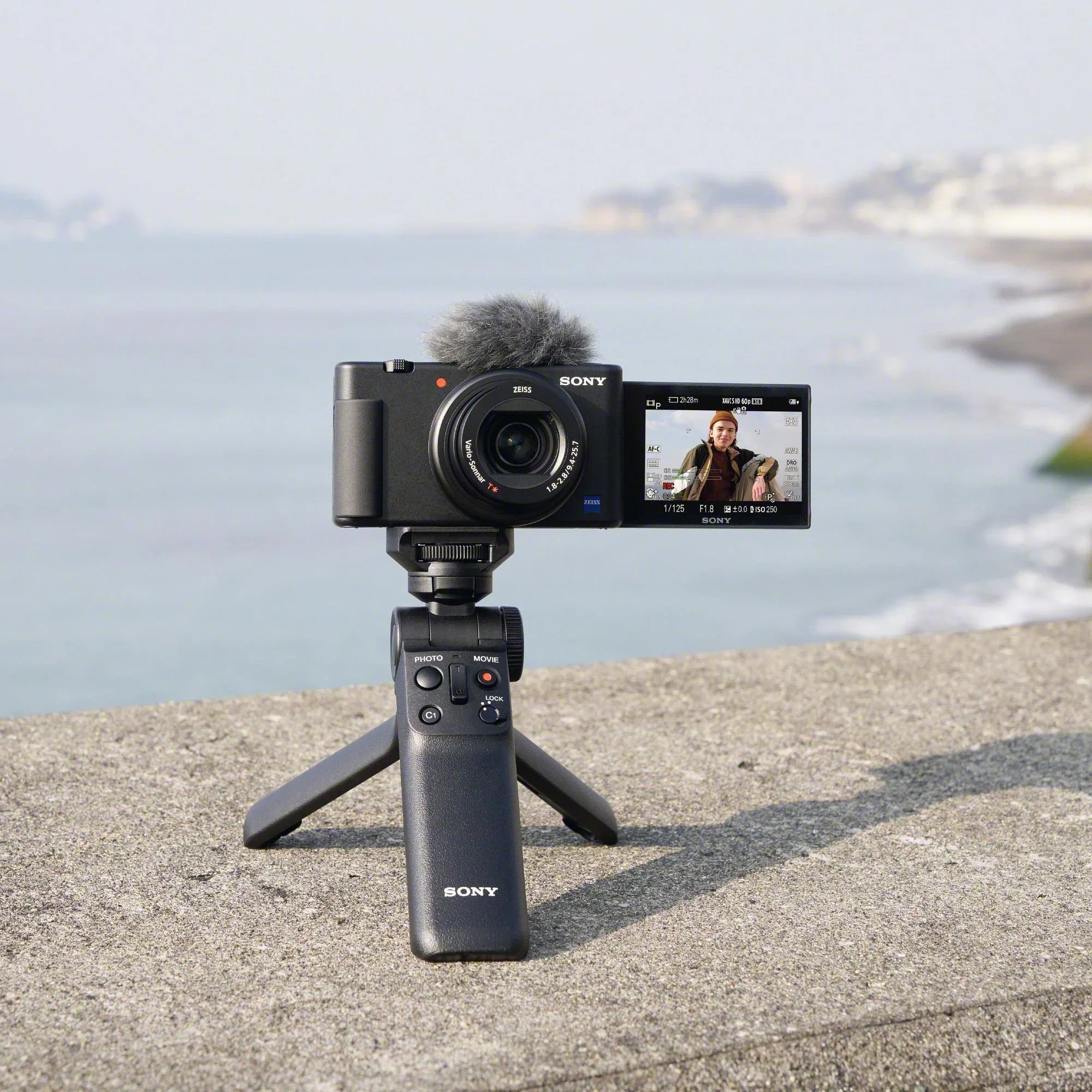 Sony Alpha - Mirrorless Camera with 50mm Lens, Grip, and Mic (Black) Kit