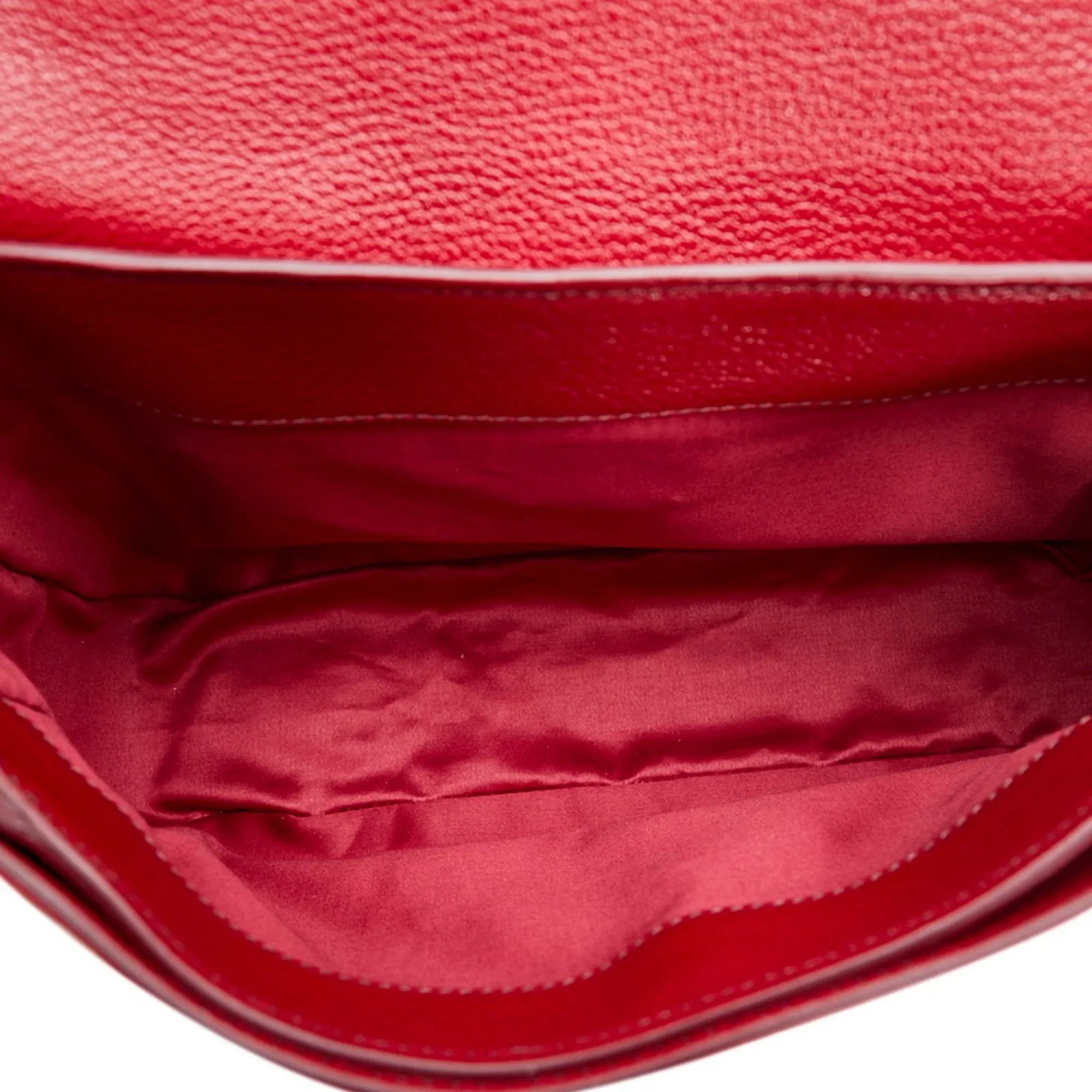 Pre-Owned Miu Miu Miu Madras Bicolor Handbag Shoulder Bag  Orange Red Leather Ladies  (Good)