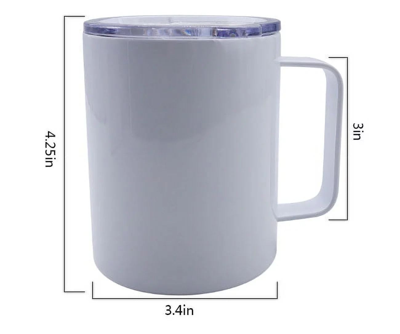 25 Pack Sublimation Blank Stainless Steel Coffee Mugs 12oz White Double Wall Tumbler Cup with Handle and Sliding Lid for Press Machine Heat Transfer Print